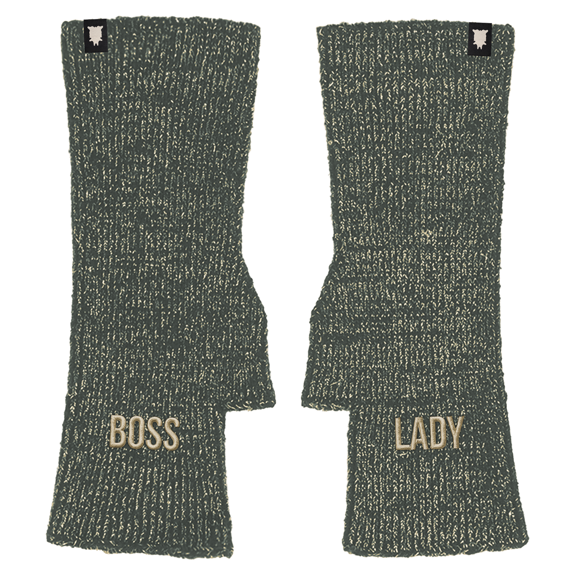 Mitaines paillettes à message Boss Lady
