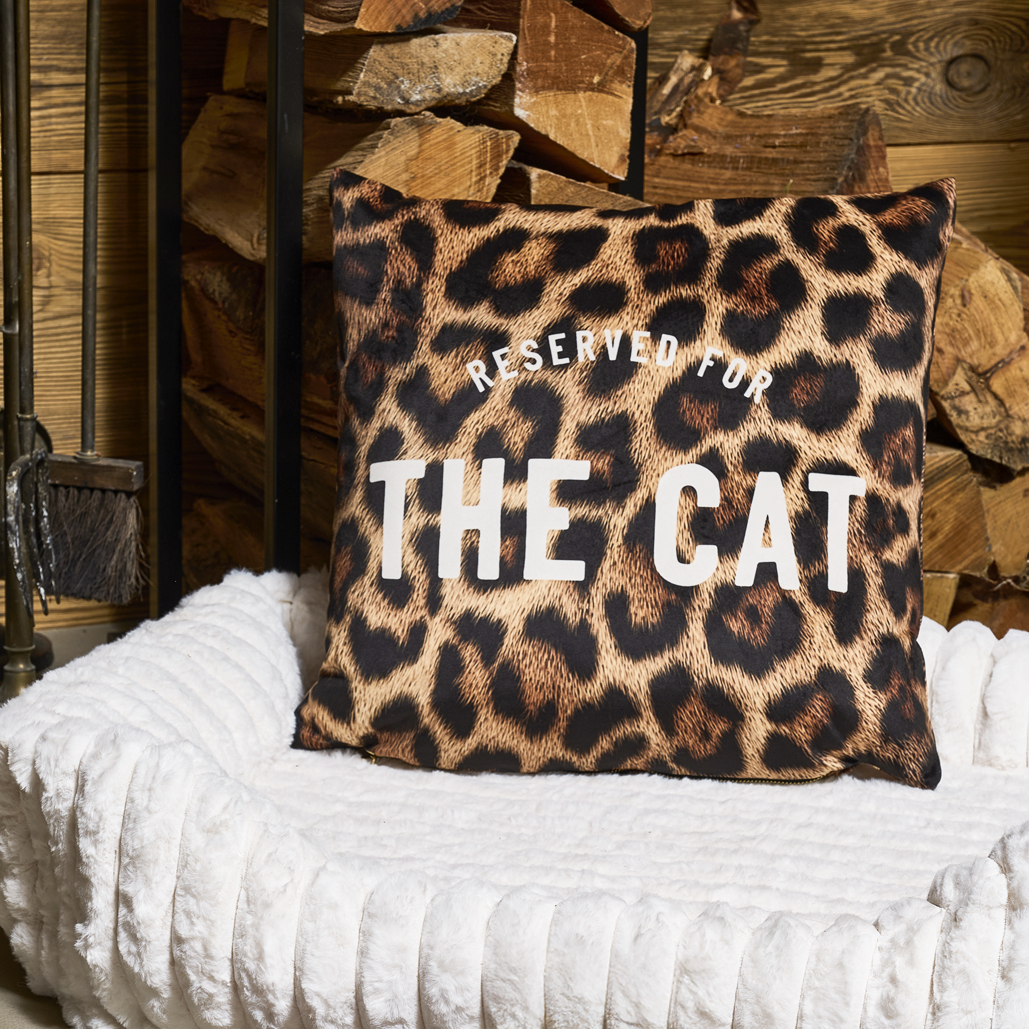 Coussin velours Leo Cat
