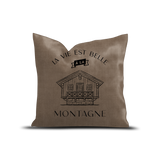 Coussin en velours carré — modèle Belle Vie Montagne