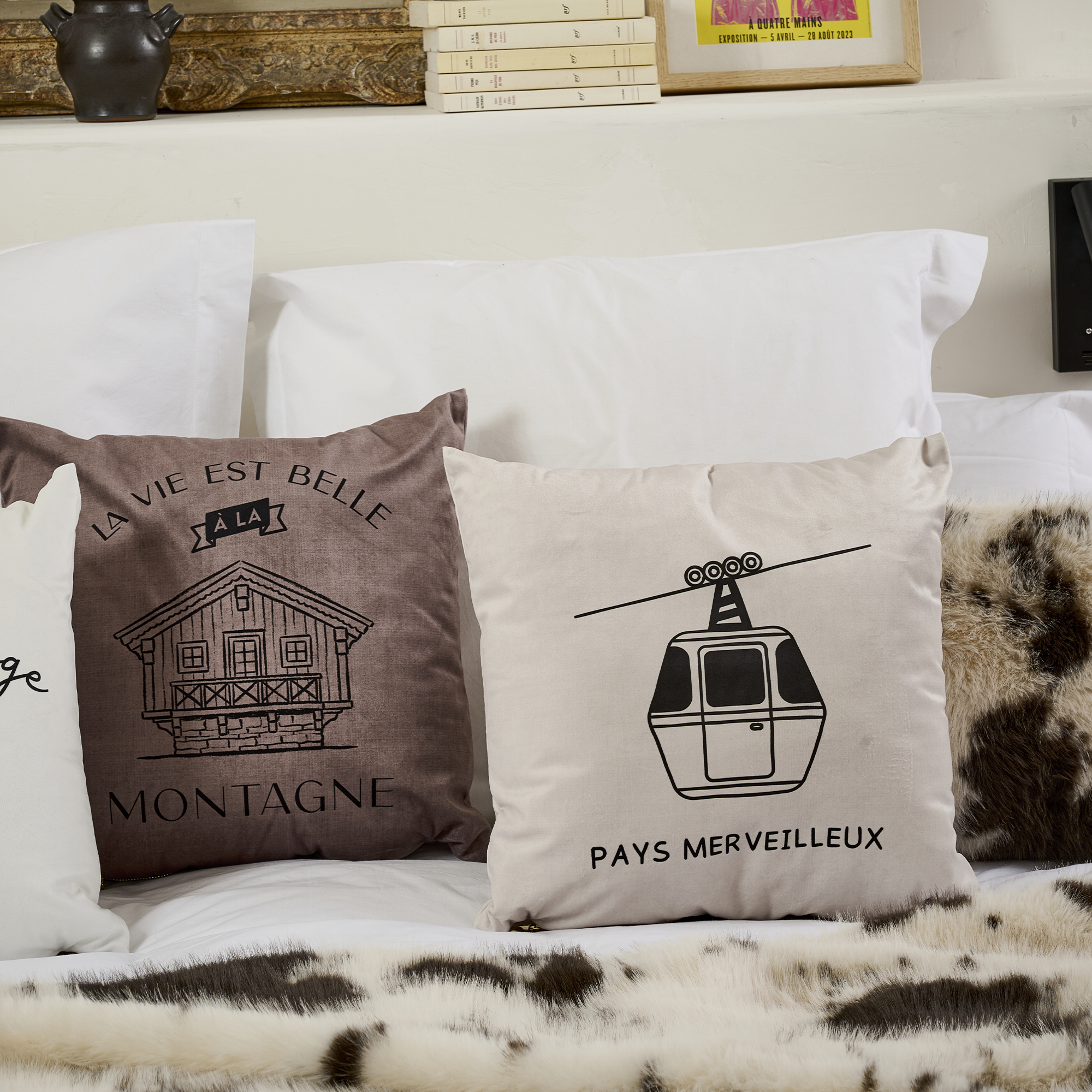 Coussin Velours Belle Vie Montagne