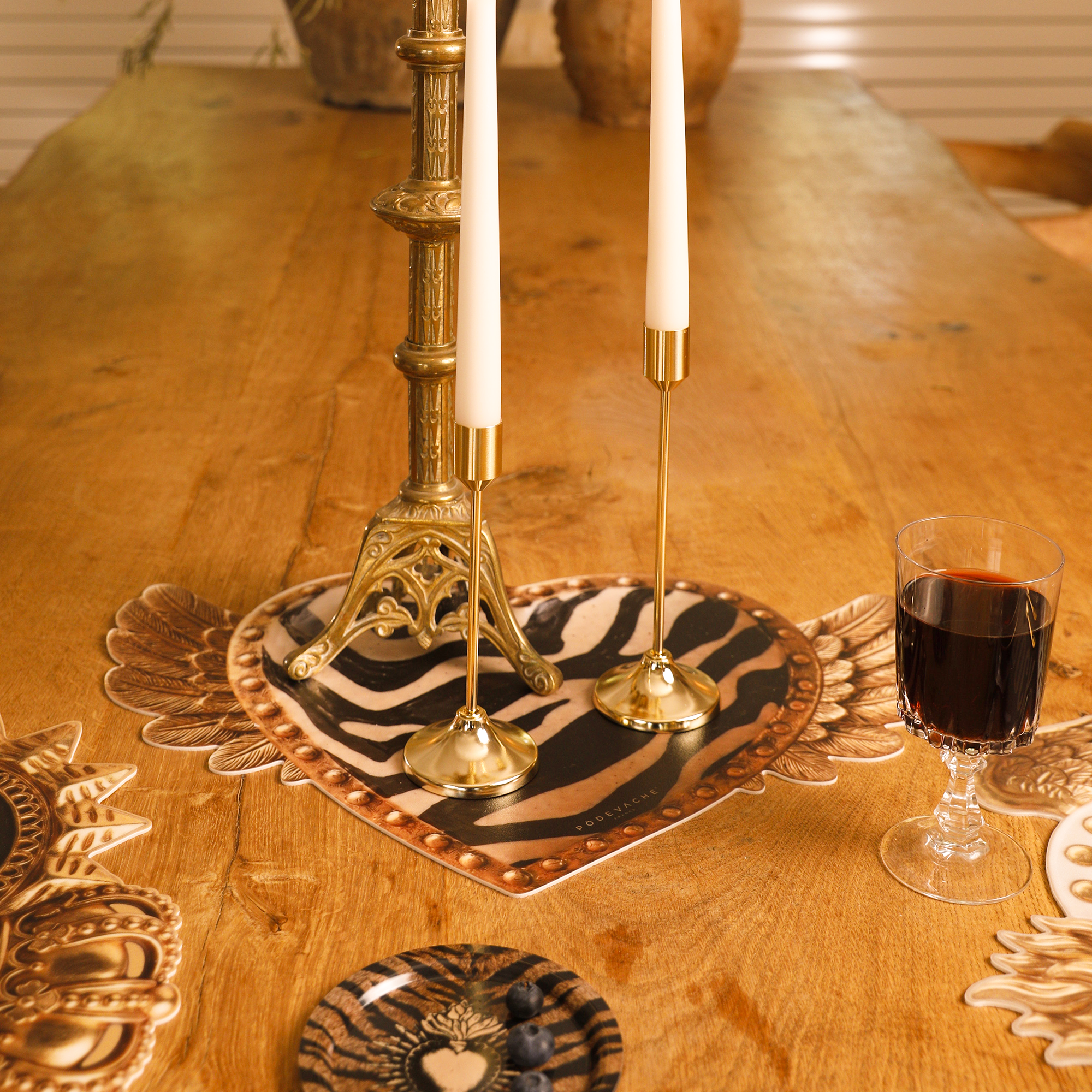 Set De Table Vinyle Gold Heart Zebra