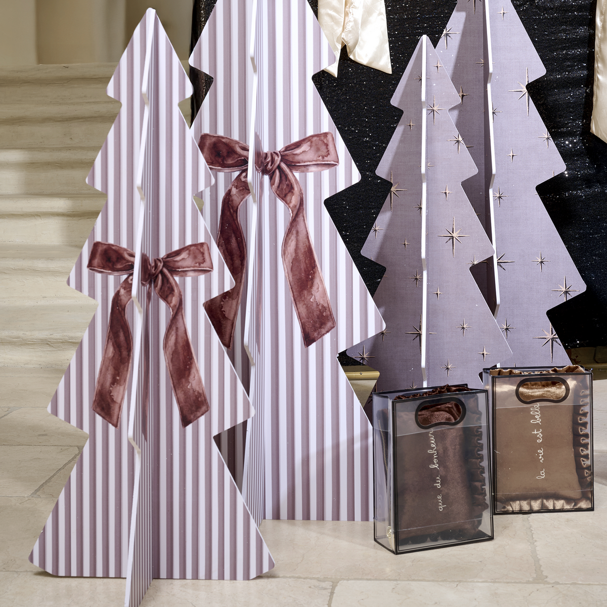 Sapin de Noël PVC Brown Stripes large
