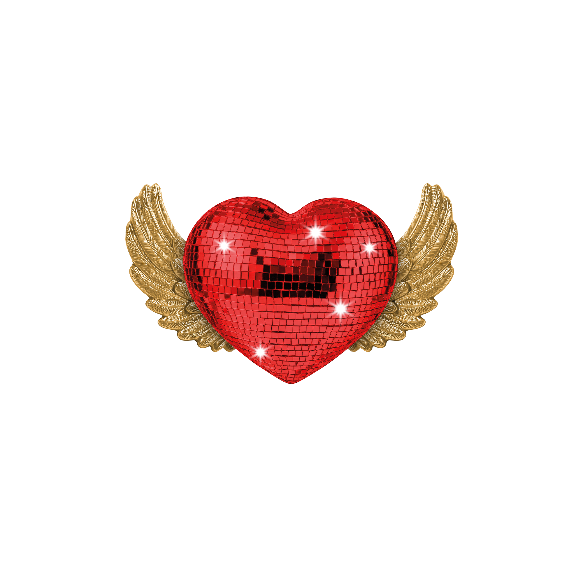 Lot de 6 dessous de verre Vinyle Disco Heart Wings