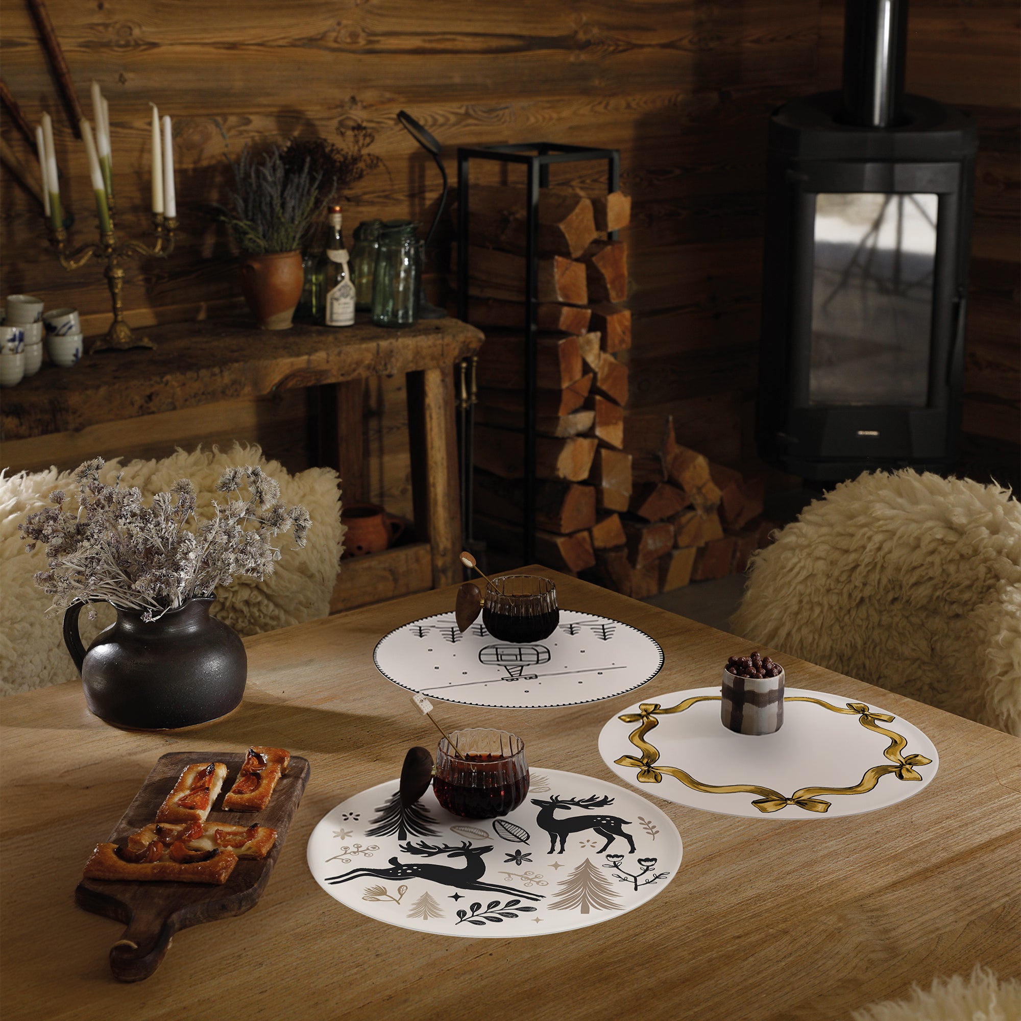 Set De Table Vinyle Chritmas Gold Plate