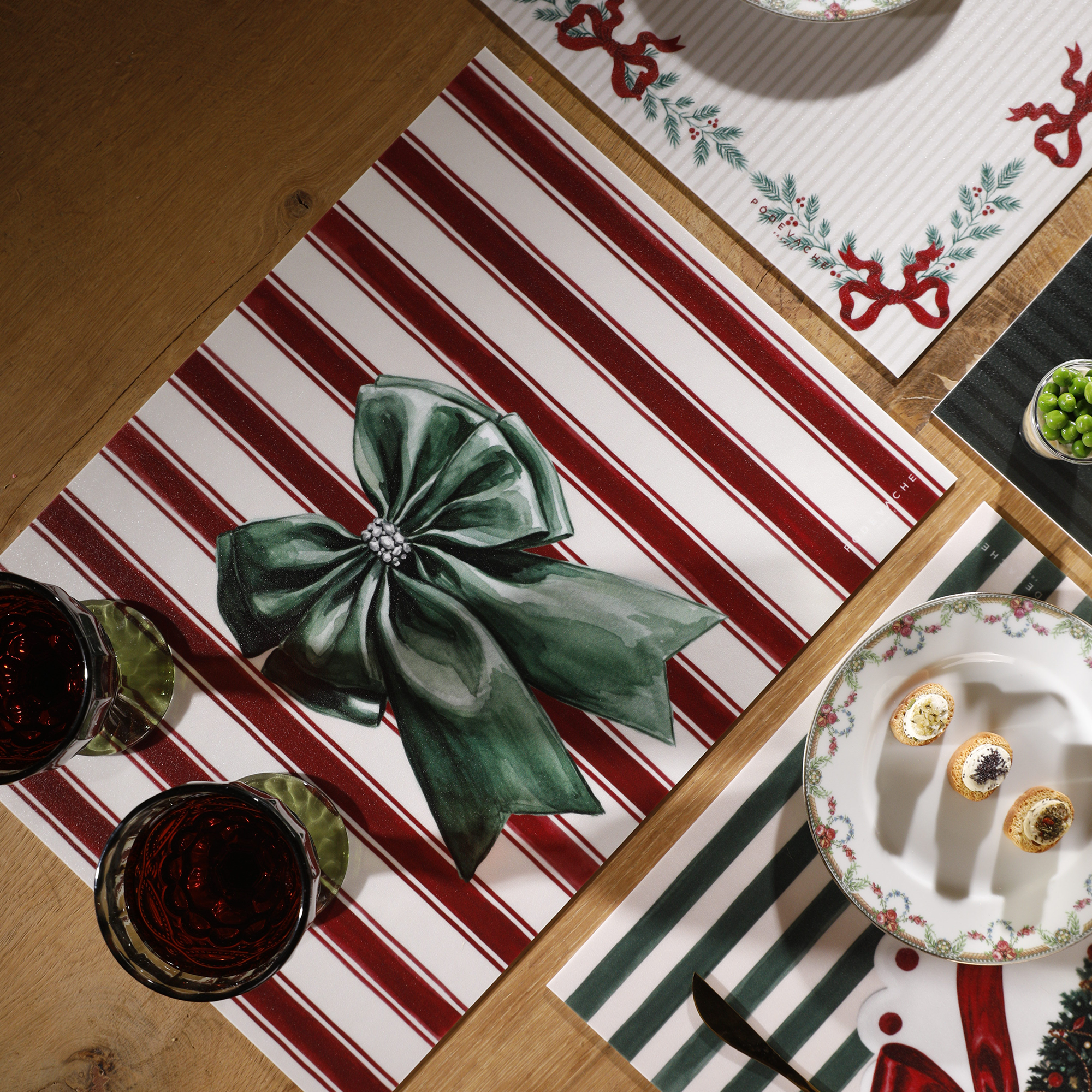 Set De Table Vinyle Christmas Stripes Red