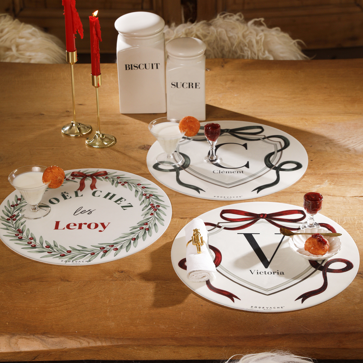 Set de table vinyle personnalisé Couronnes Houx