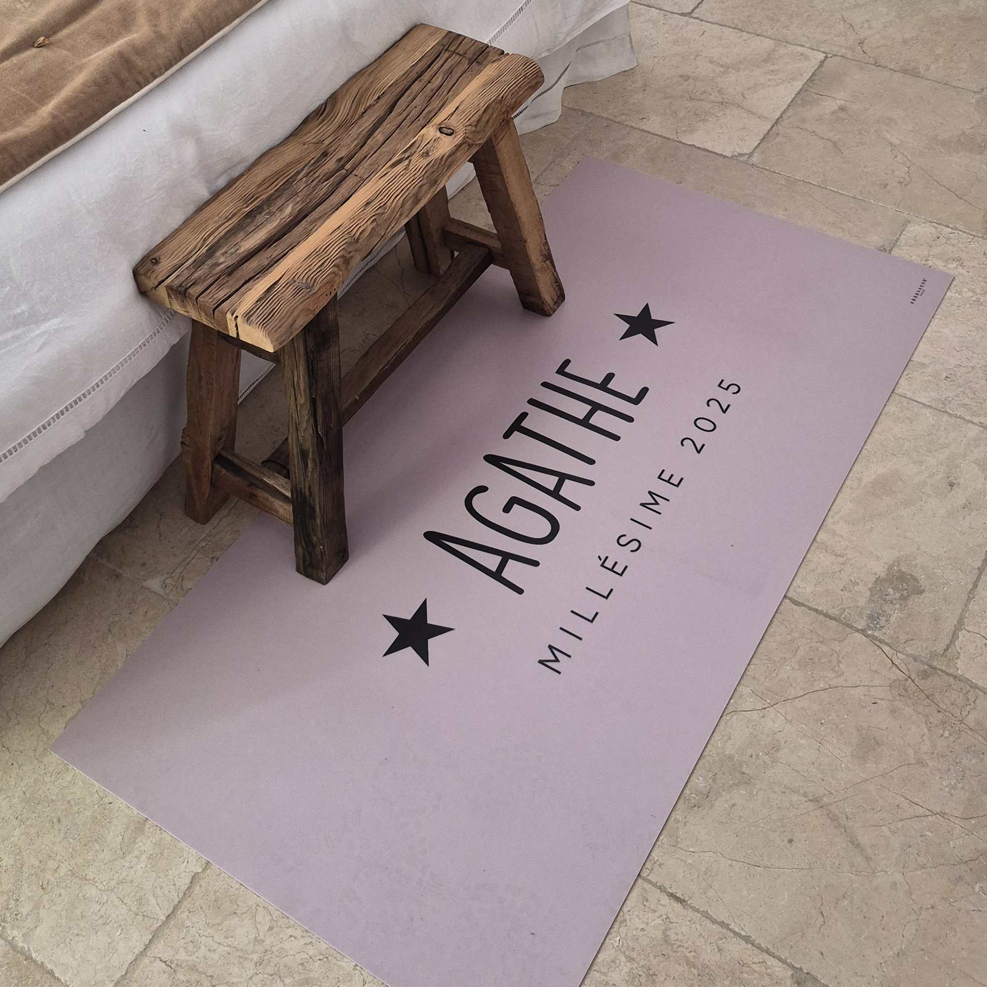 Tapis vinyle personnalisé Millésime Rose