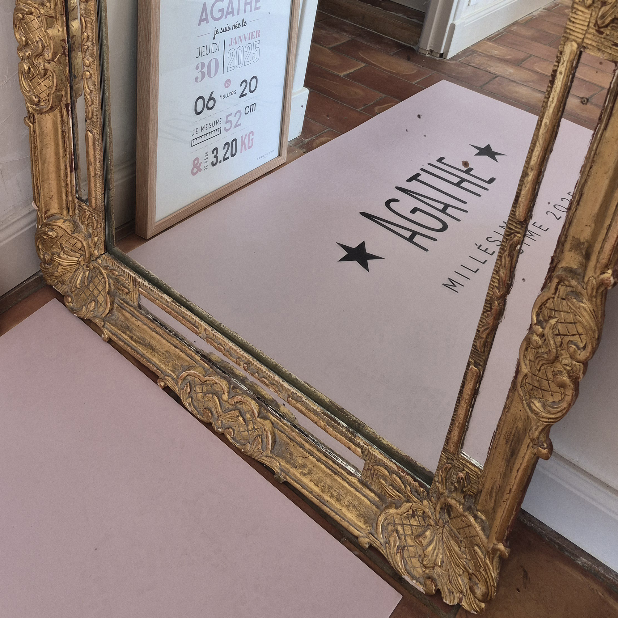Tapis vinyle personnalisé Millésime Rose