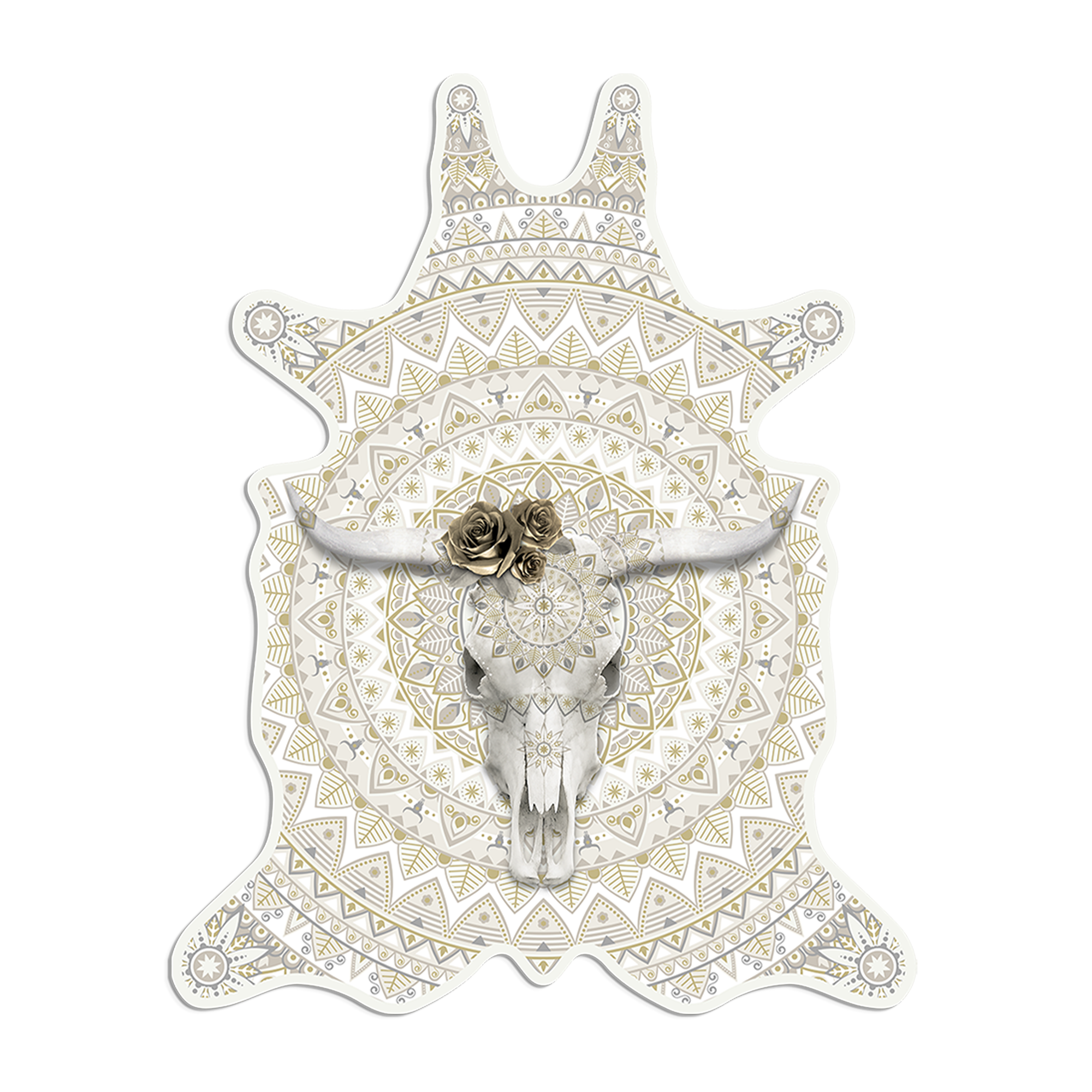 Tapis velours Bull Skull White