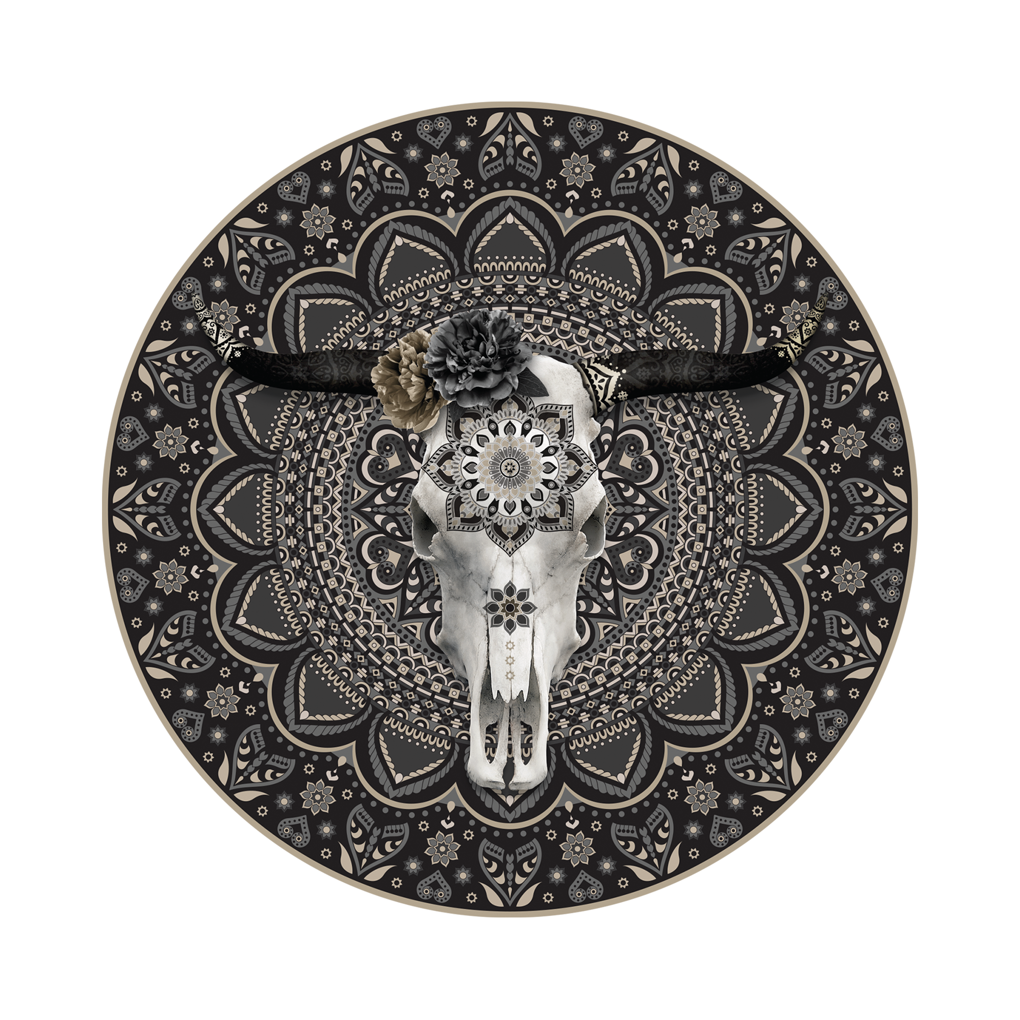 Tapis velours Bull Skull Black