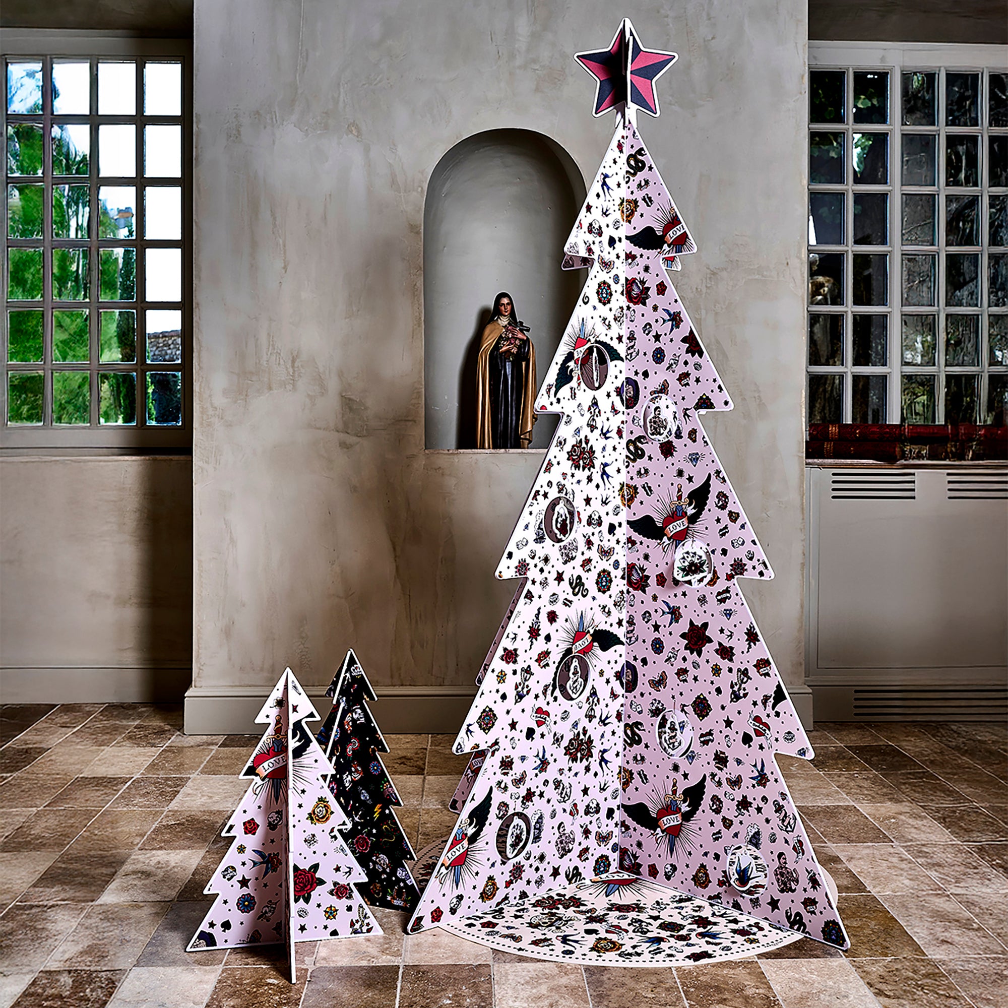 Sapin de Noël PVC Tattoo Beige S