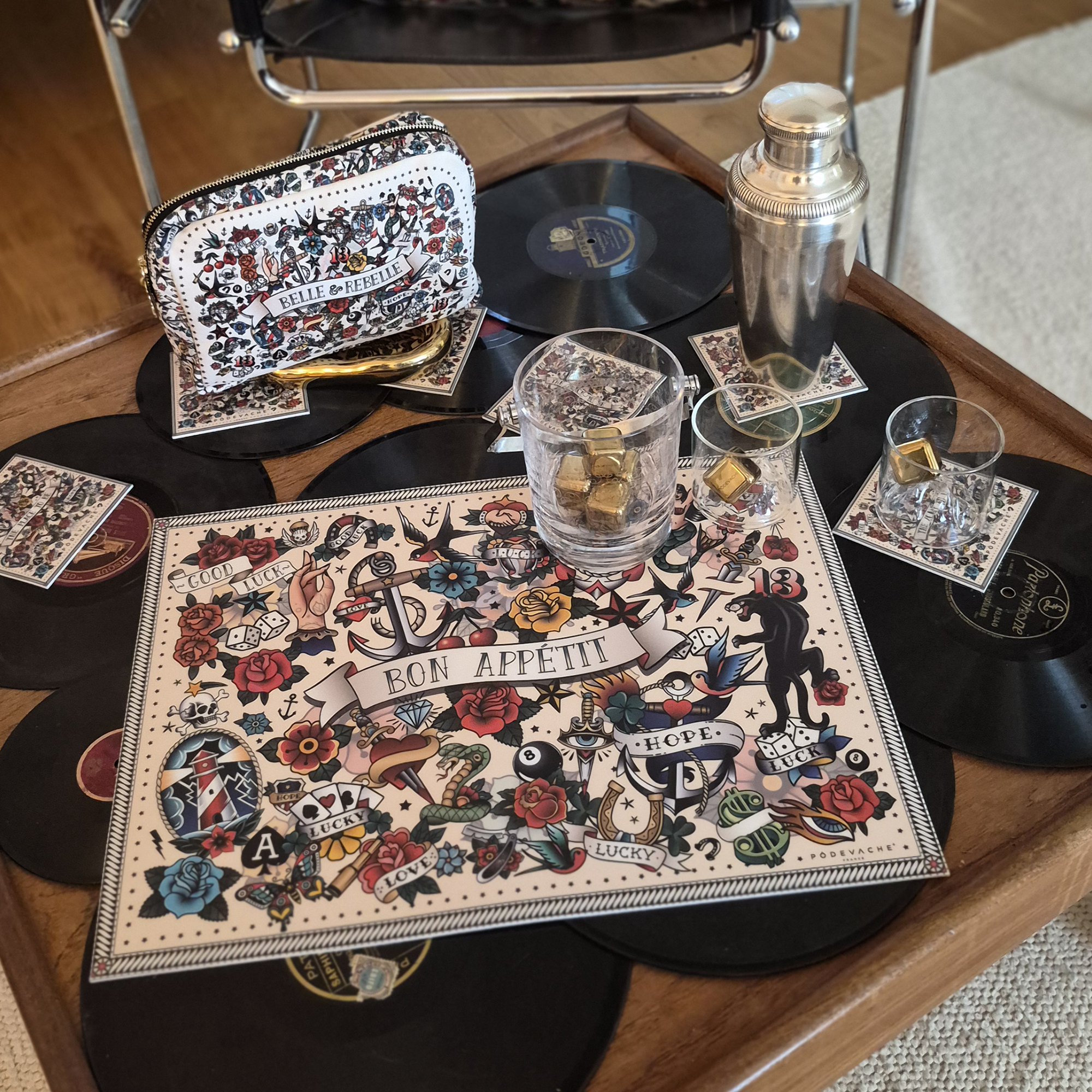 Set de table vinyle personnalisé Tattoo Lucky