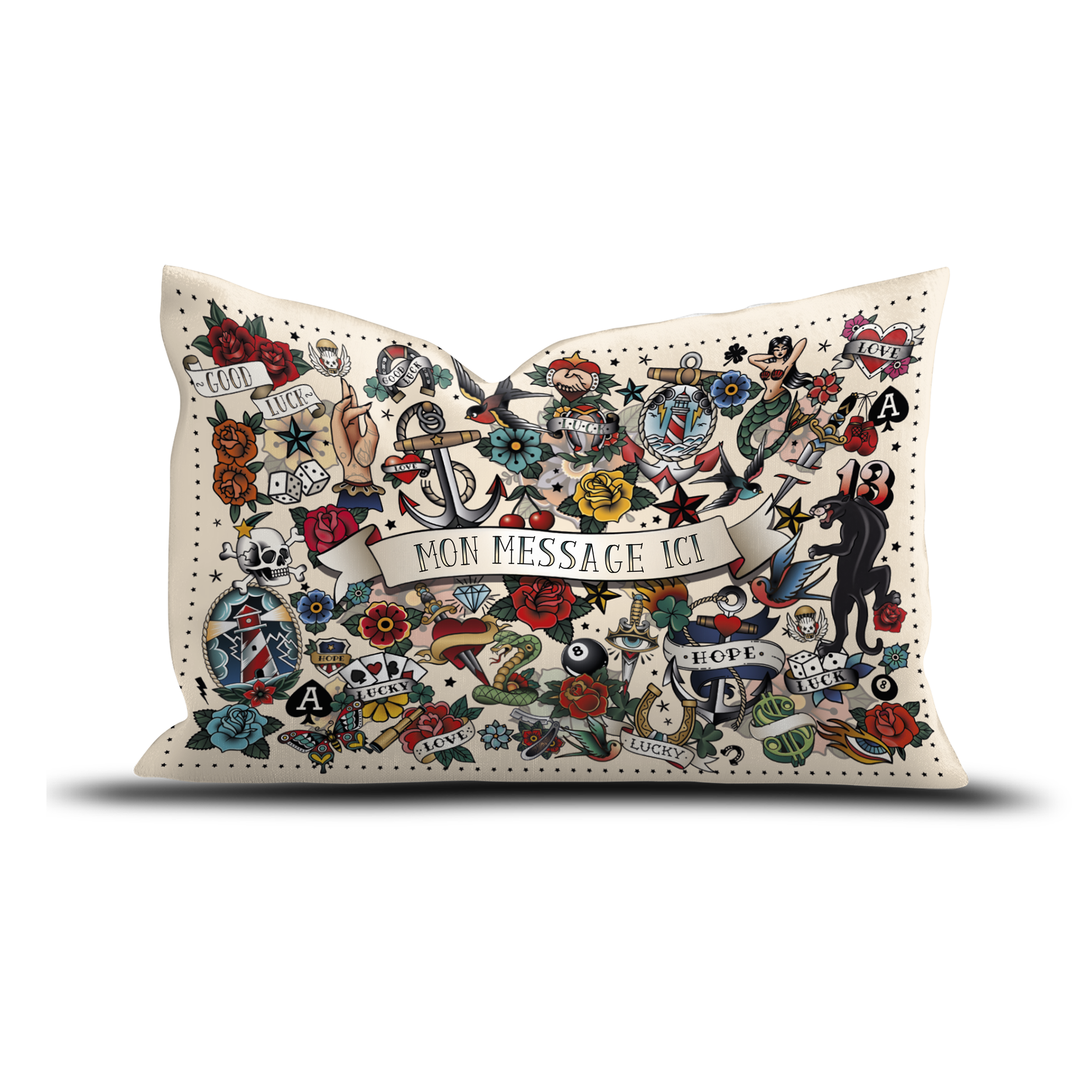 Coussin Velours Personnalisé Tattoo