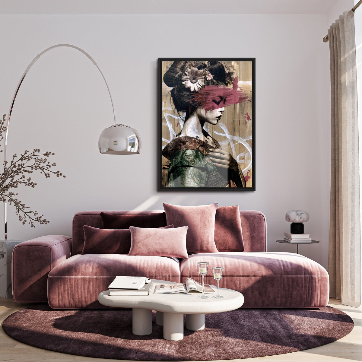 Tableau au-dessus d'un canapé