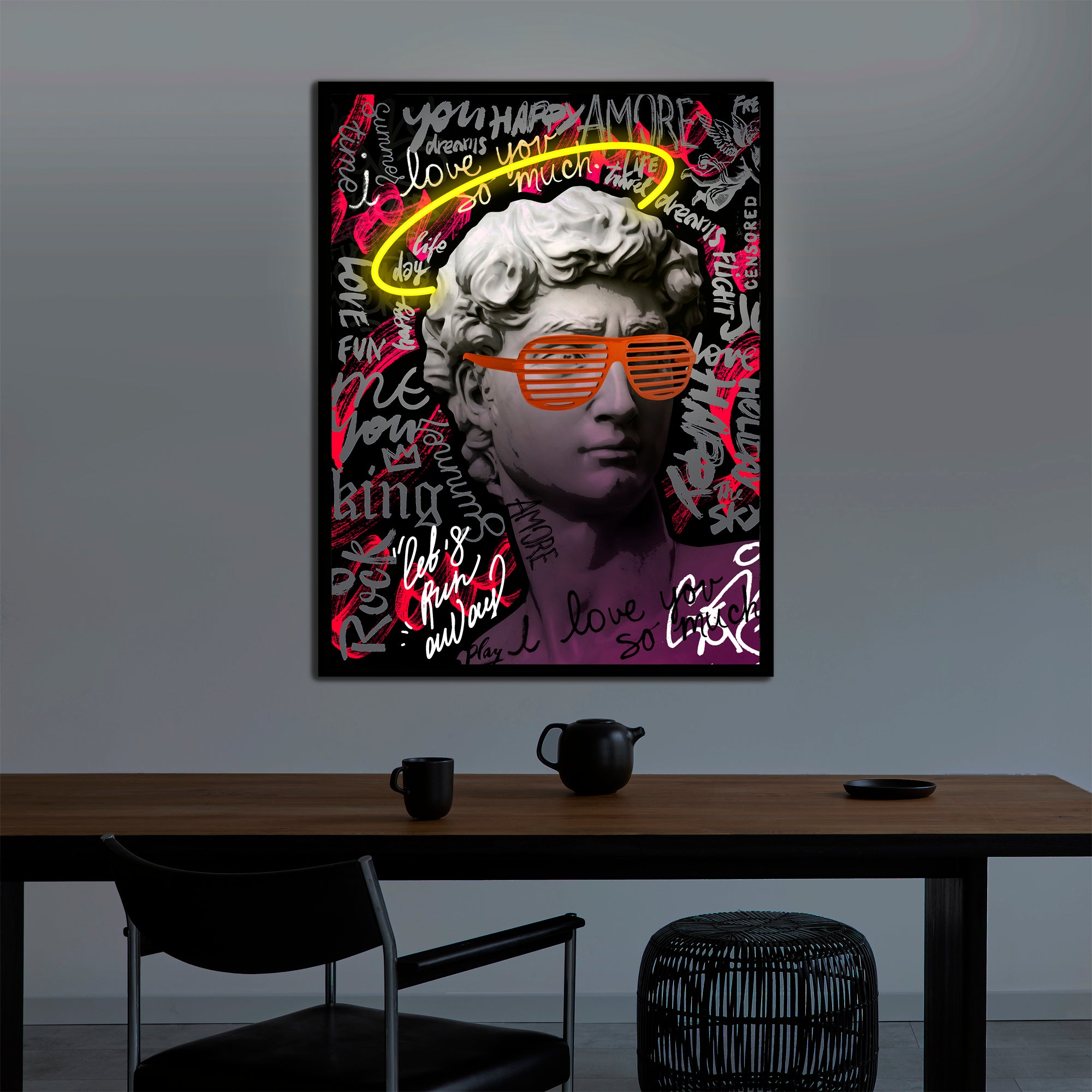 Tableau néon David Yellow