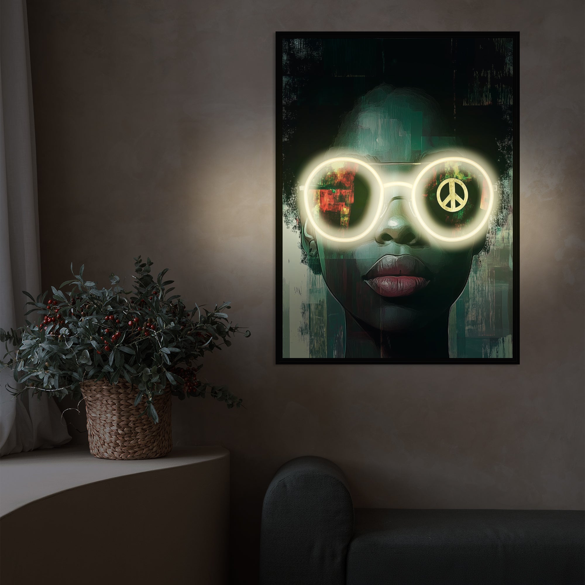 Tableau néon Peace Africa