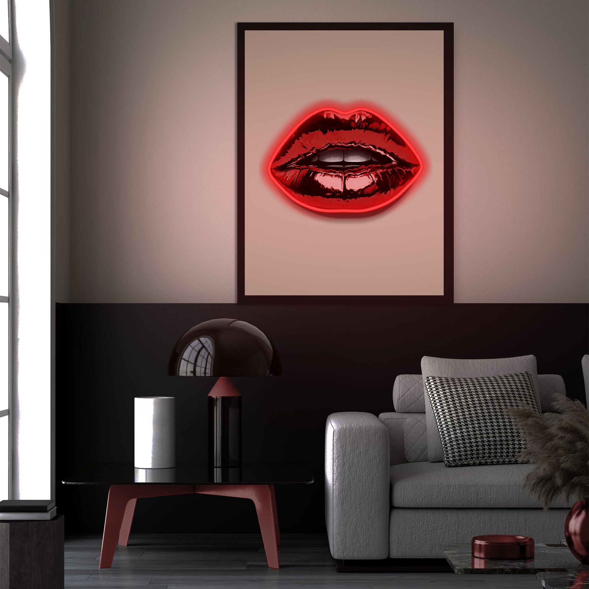 Tableau néon Red Lips