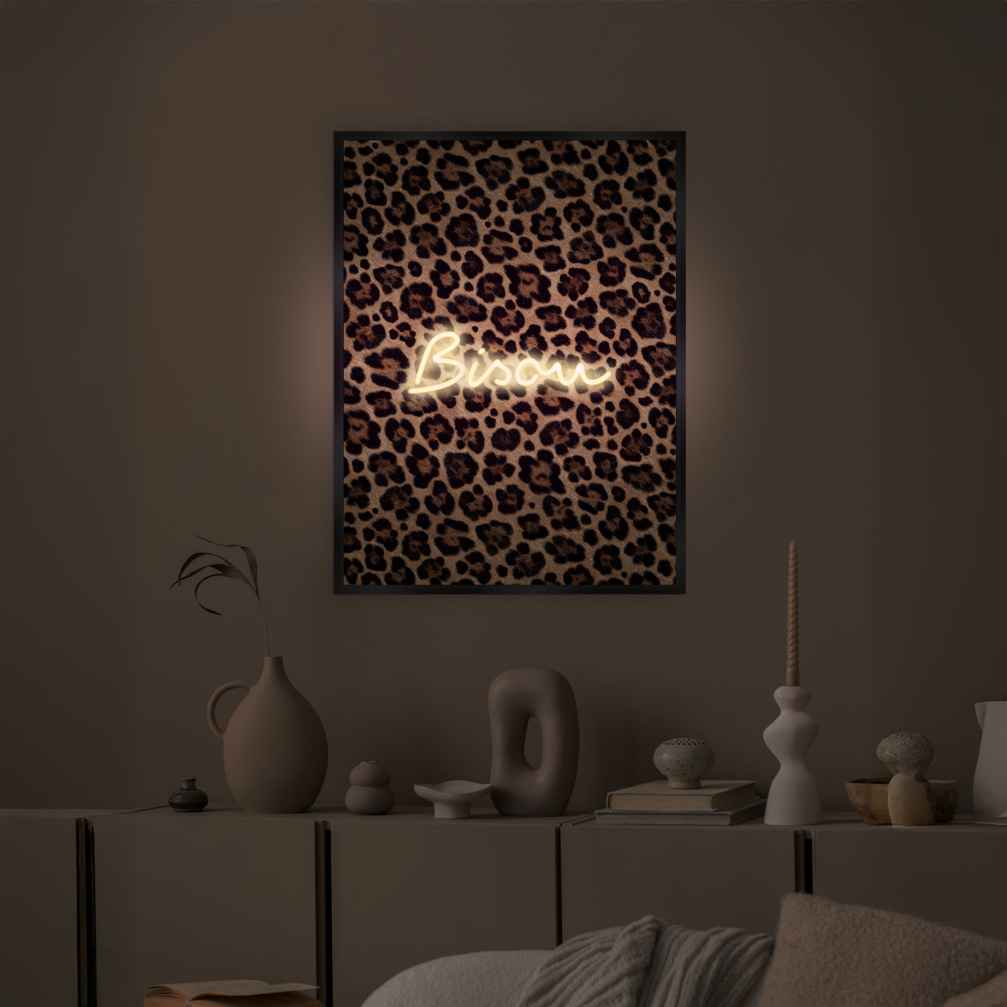 Tableau néon Leo Bisou