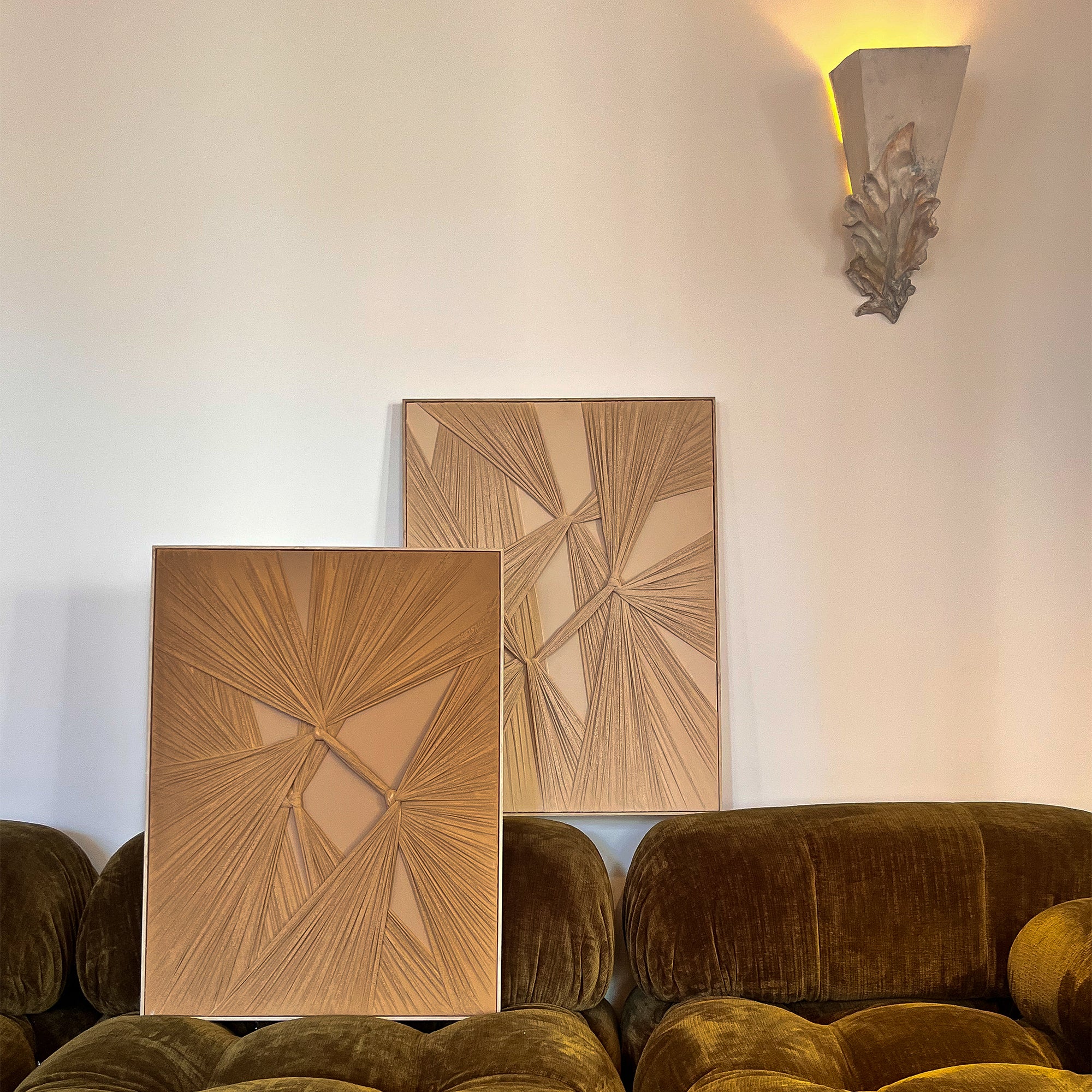 Tableau réhaussé Textile Beige