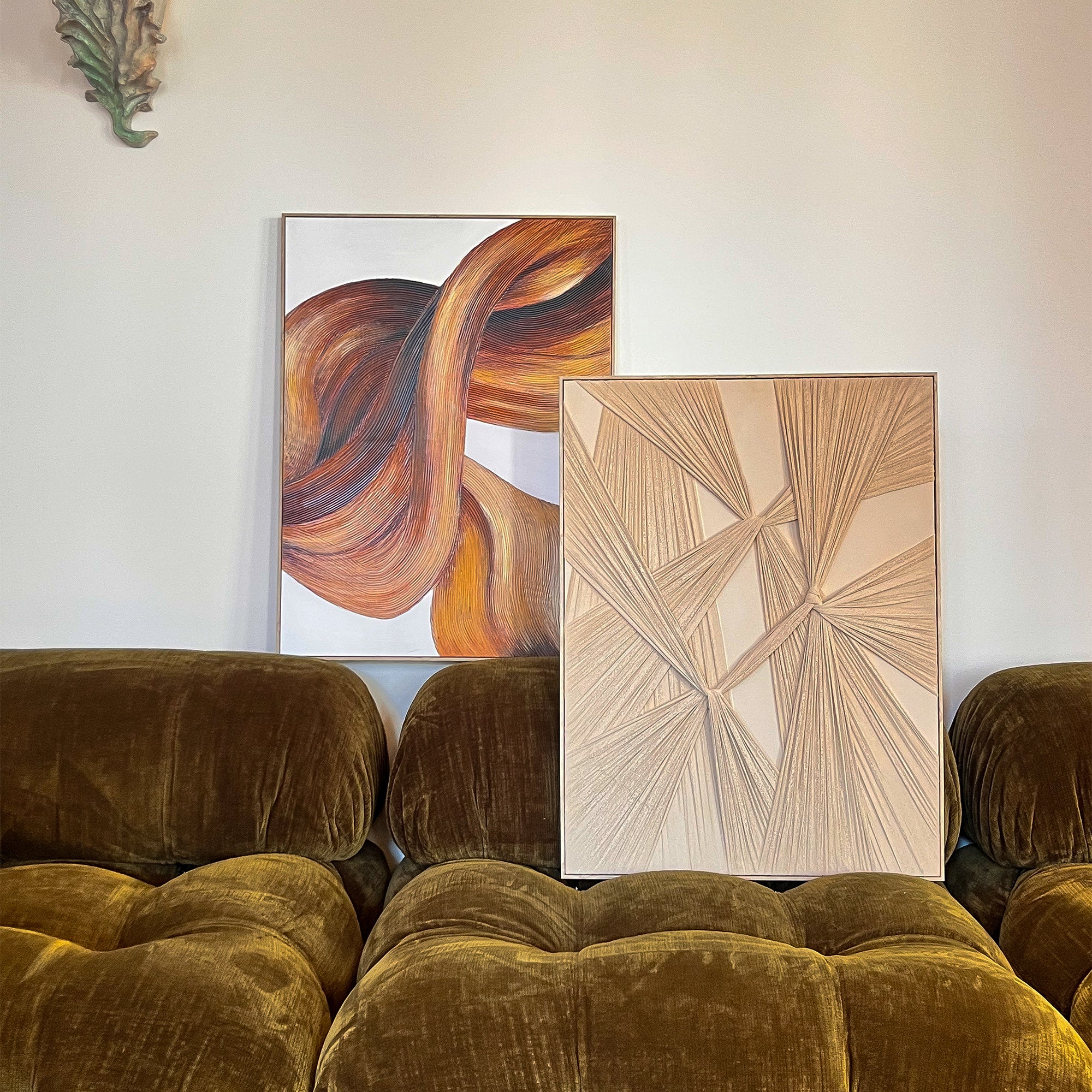 Tableau réhaussé Textile Beige