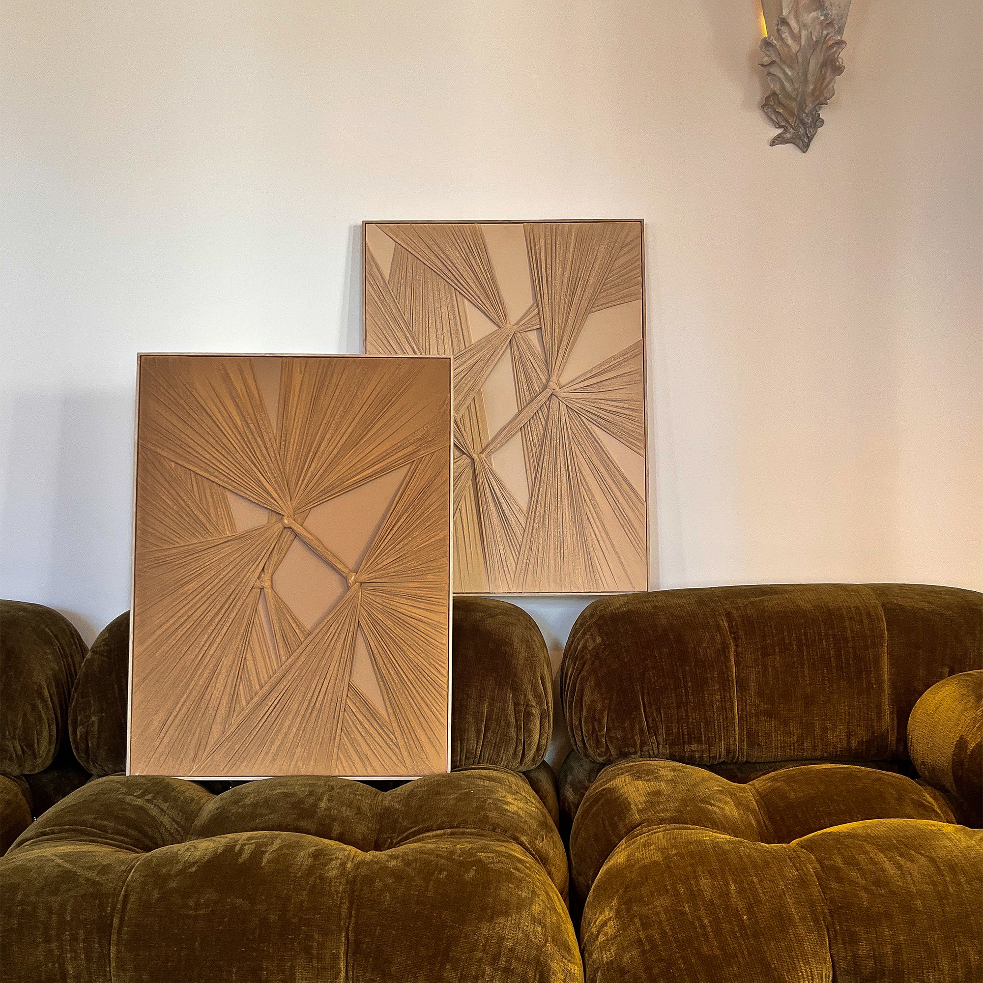 Tableau réhaussé Textile Brown