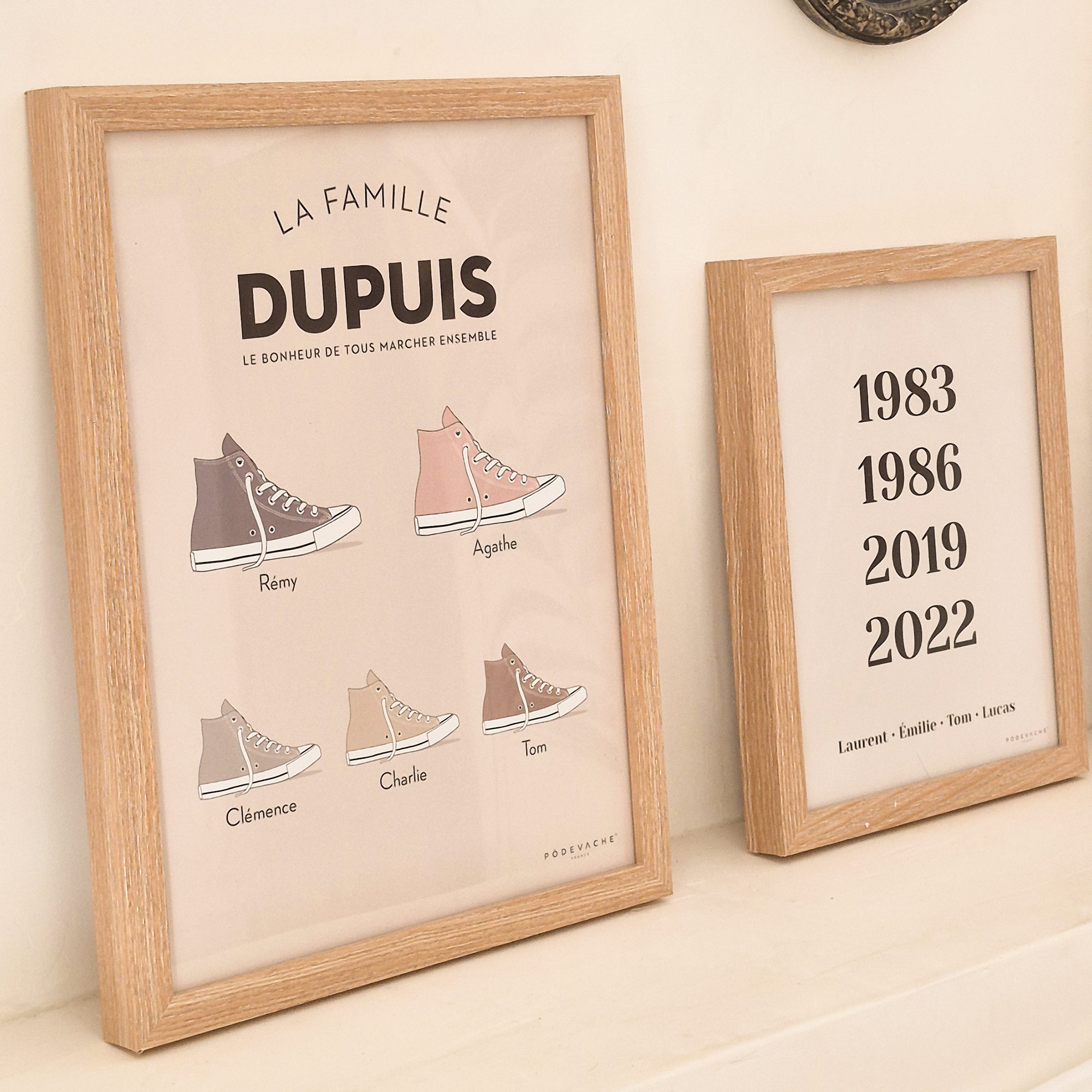 Affiche encadrée personnalisée Dates & Prénoms