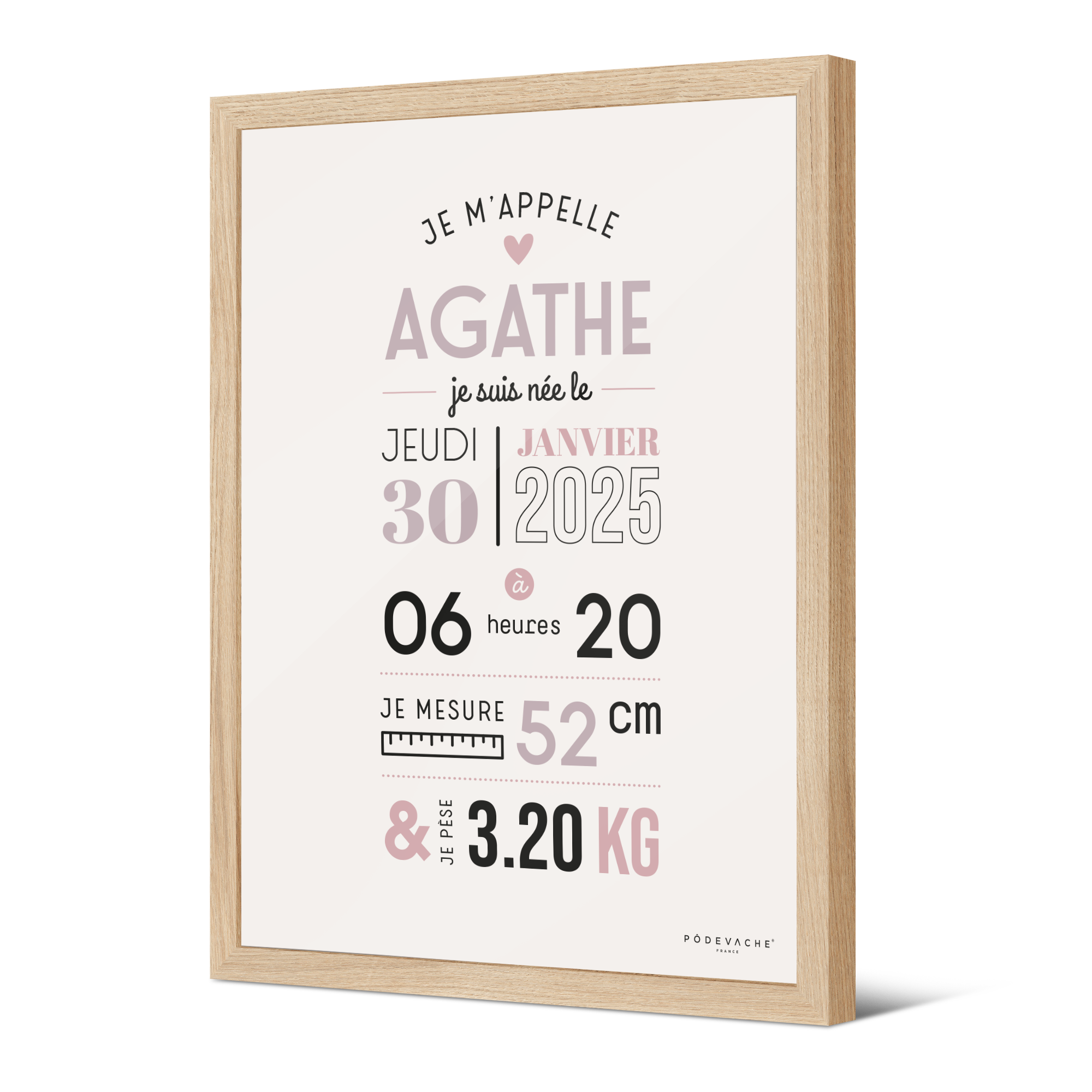 Affiche encadrée personnalisée Je M'appelle Girl