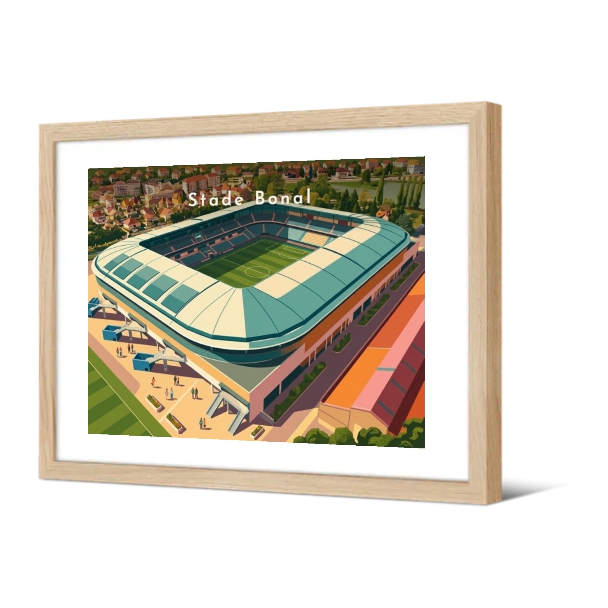 Stade Bonal — Pôdevache, encadrée, vue de trois quarts