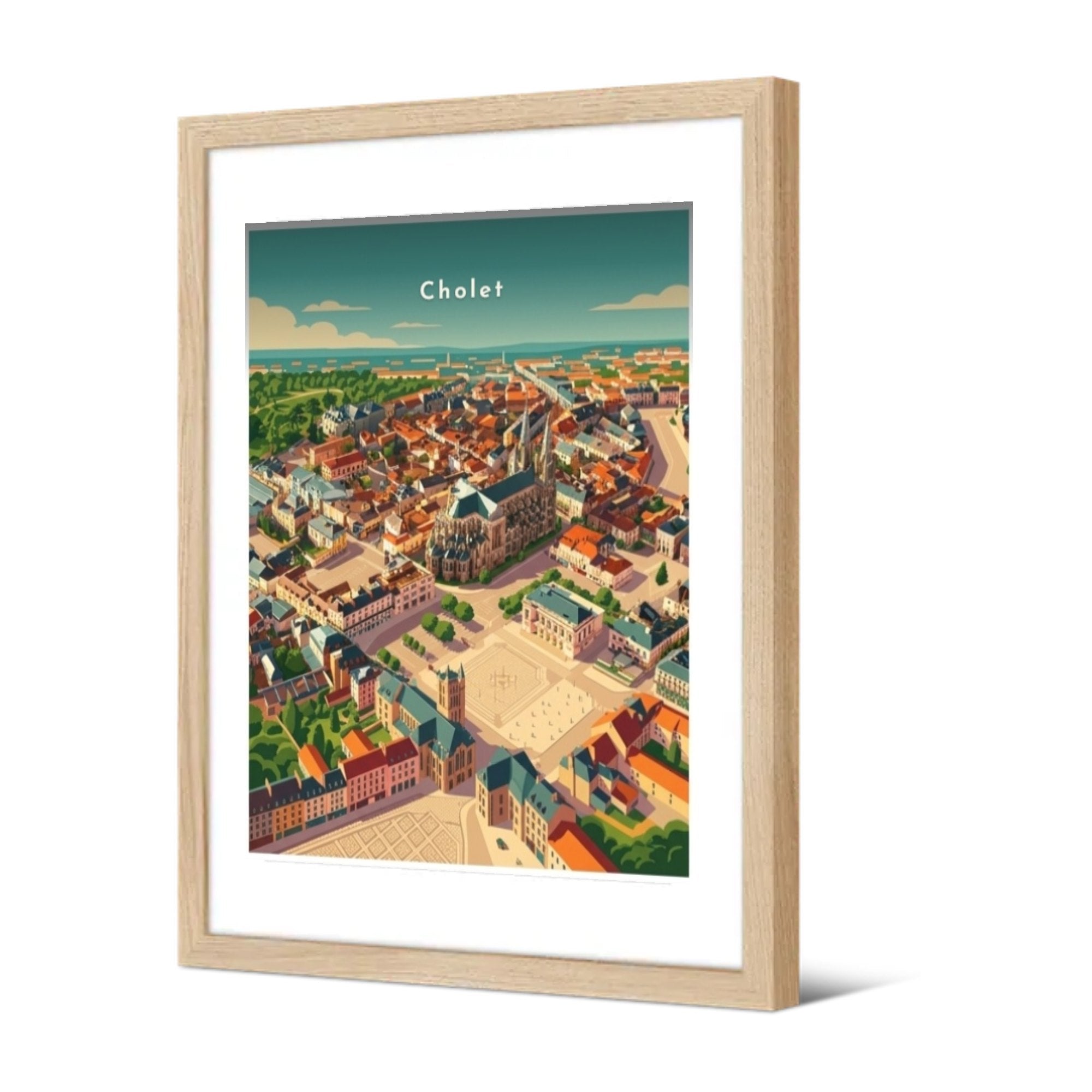 L'église Notre-Dame et la place Travot — Pôdevache, encadrée, vue de trois quarts