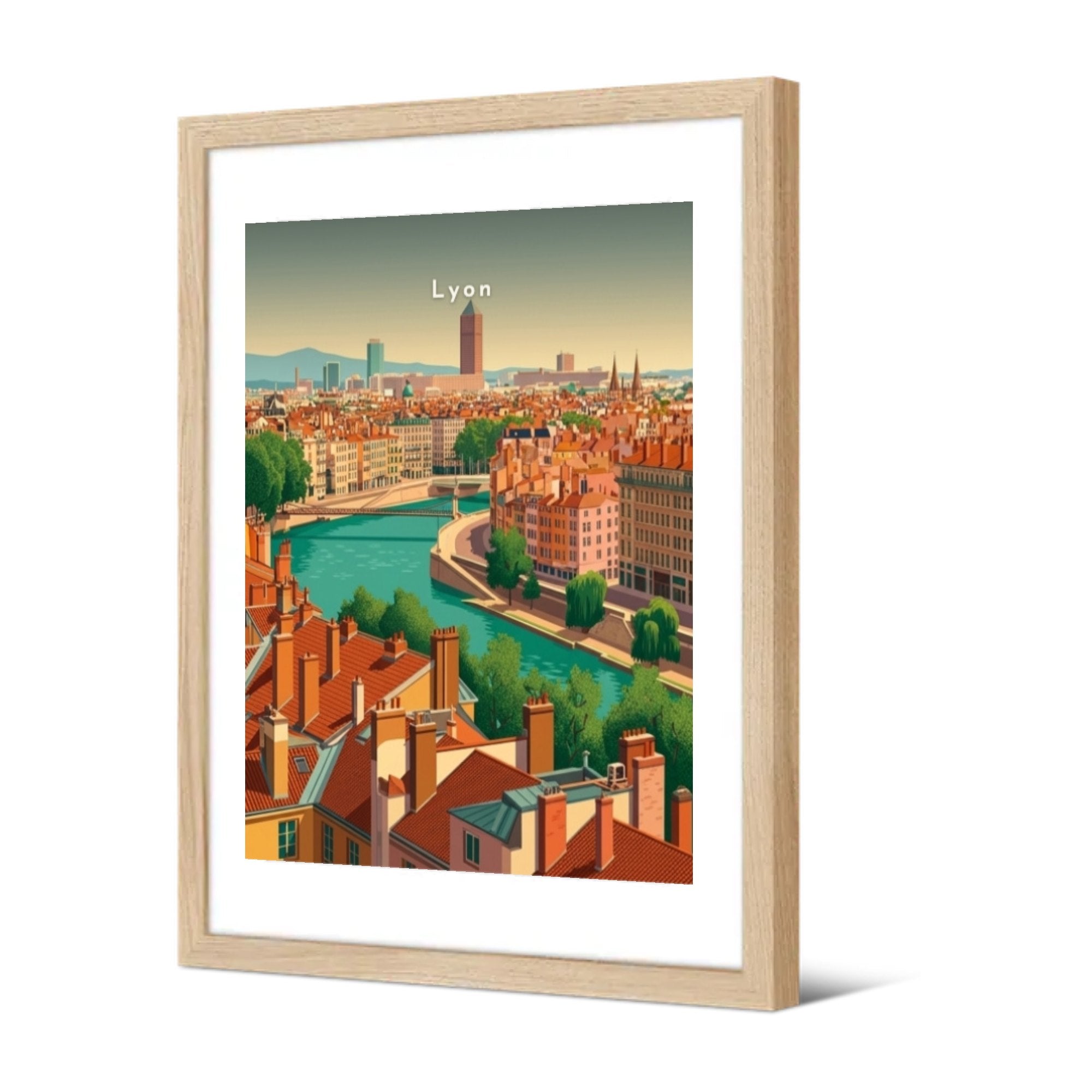 Vue sur la Saône et la Part-Dieu — Pôdevache, encadrée, vue de trois quarts
