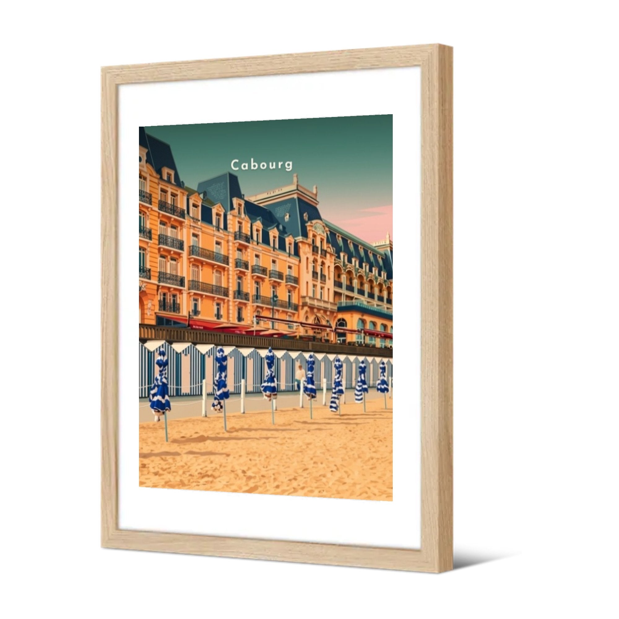 Le Grand Hôtel et la plage — Pôdevache, encadrée, vue de trois quarts