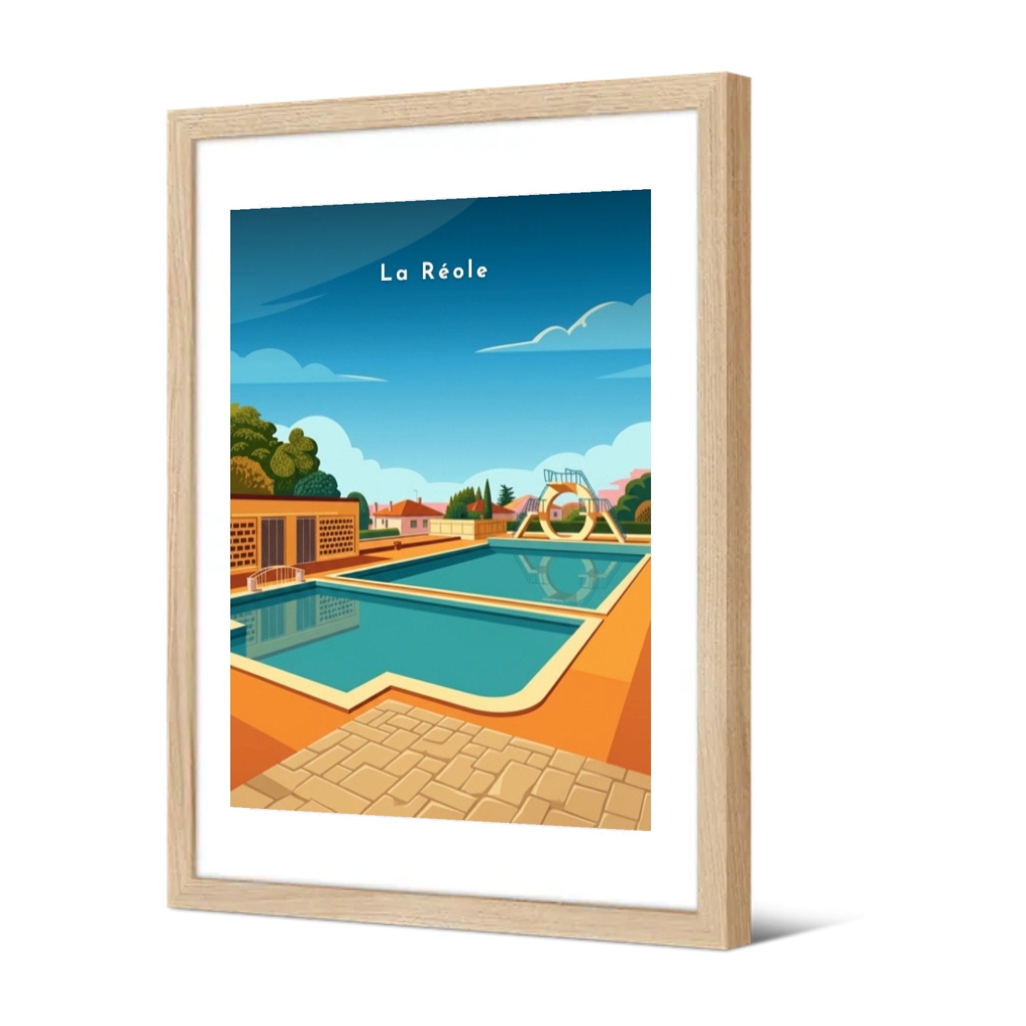 La piscine municipale — Pôdevache, encadrée, vue de trois quarts