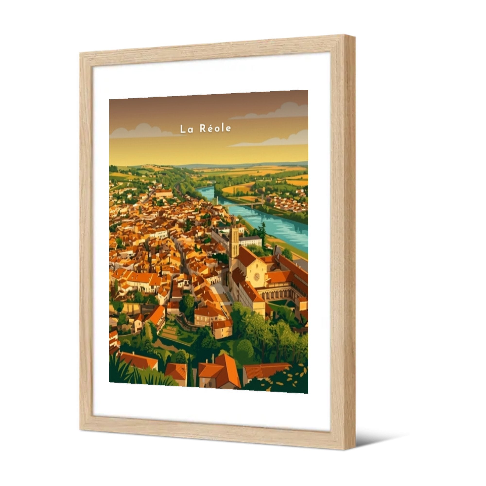 Prieuré des Bénédictins et la Garonne — Pôdevache, encadrée, vue de trois quarts