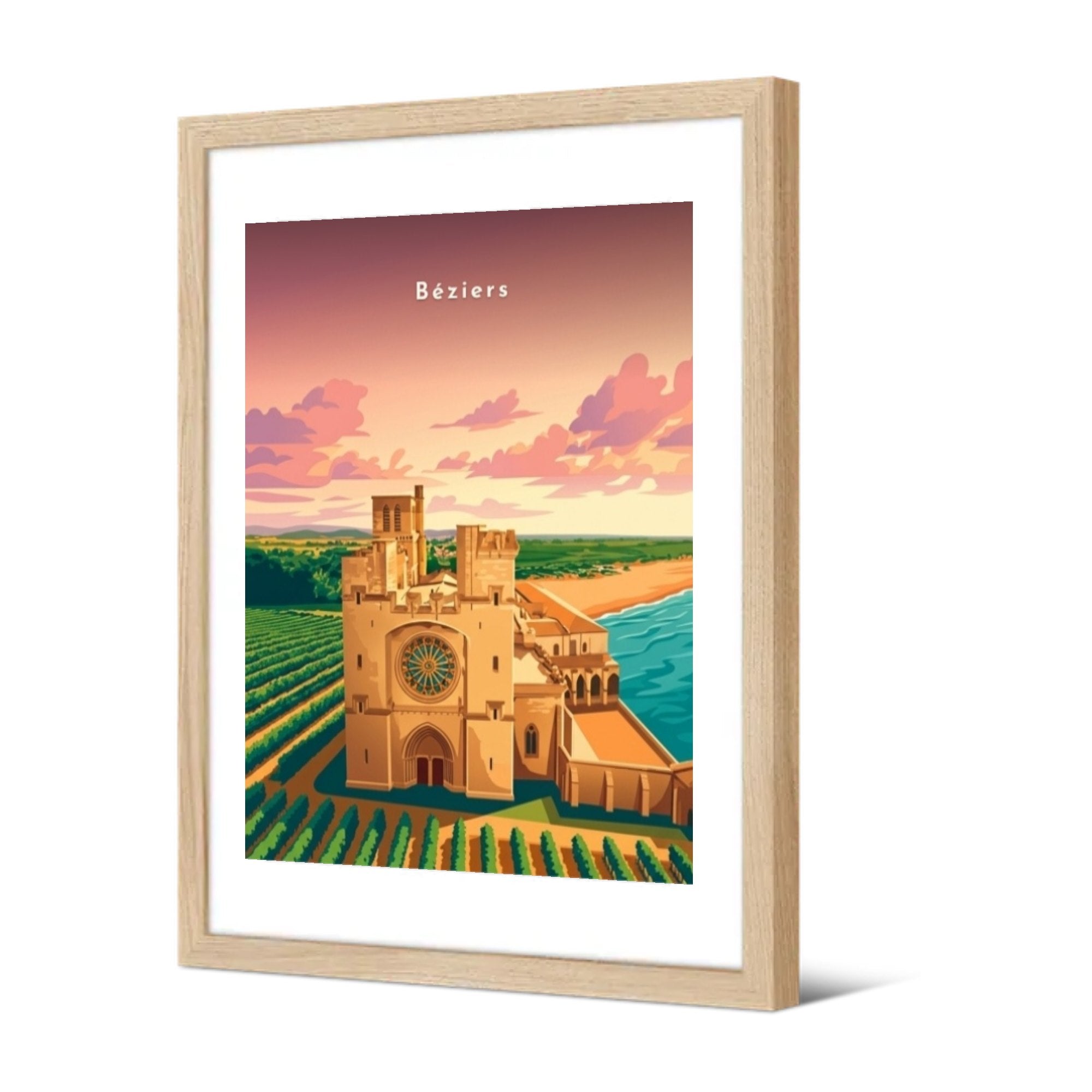 Cathédrale Saint-Nazaire et les vignes — Pôdevache, encadrée, vue de trois quarts