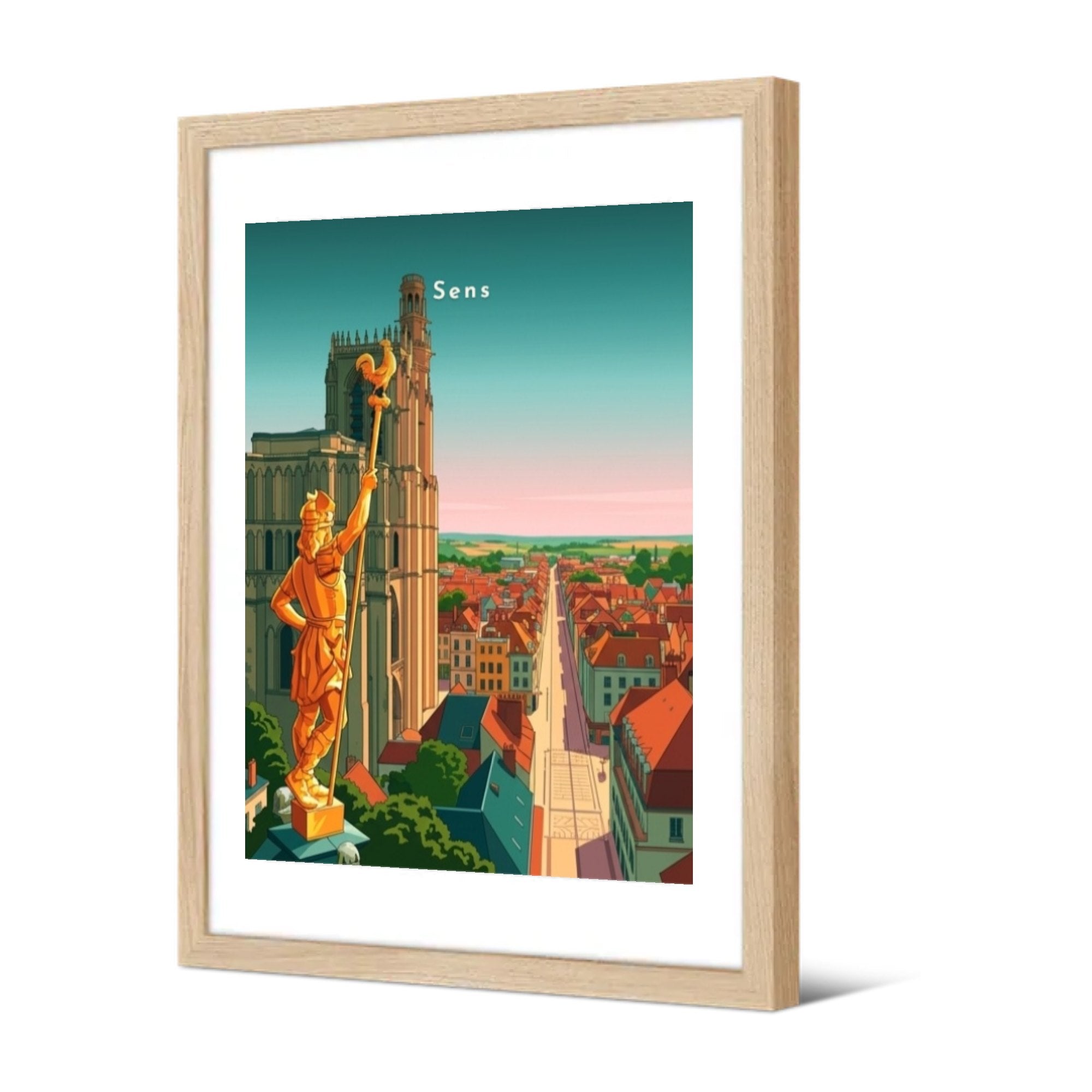 Brennus et la cathédrale Saint-Étienne — Pôdevache, encadrée, vue de trois quarts