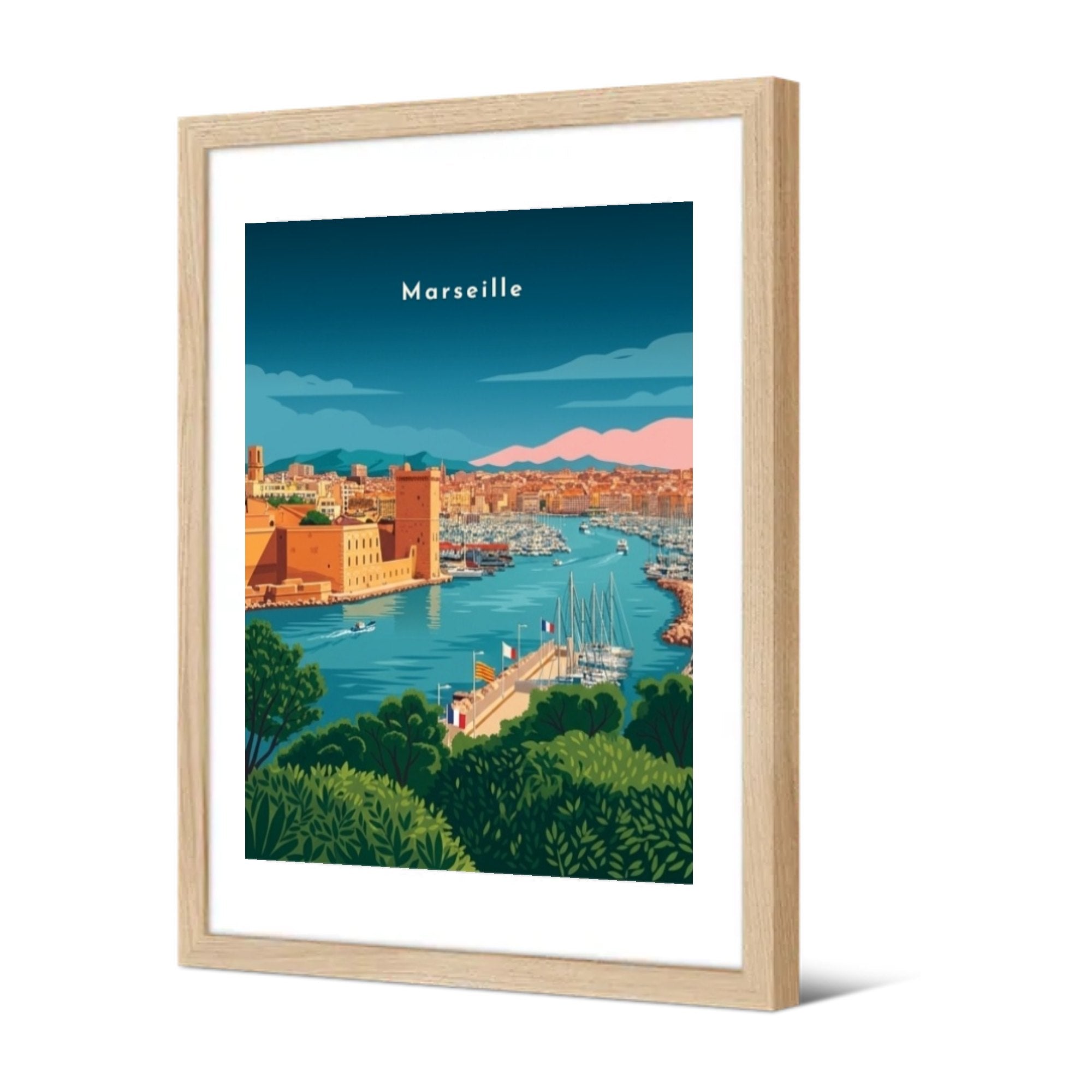 Le Vieux-Port et le fort Saint-Jean — Pôdevache, encadrée, vue de trois quarts