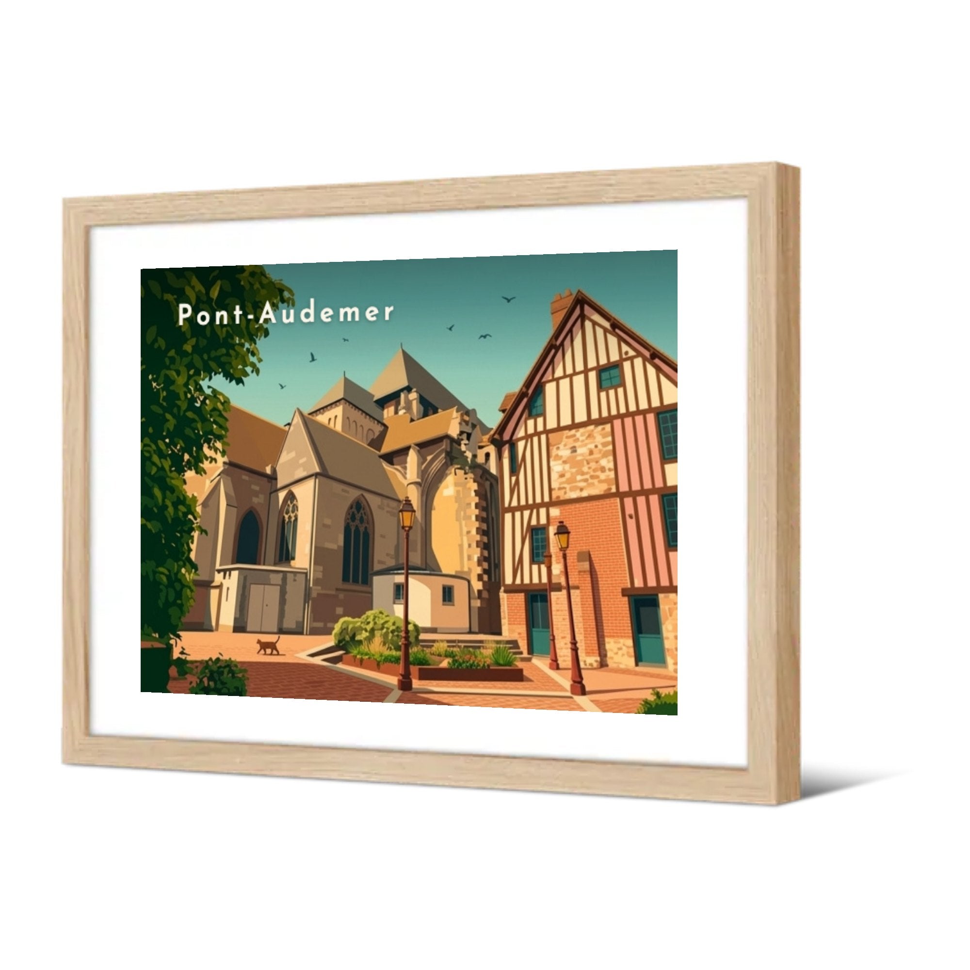 L'église Saint-Ouen — Pôdevache, encadrée, vue de trois quarts