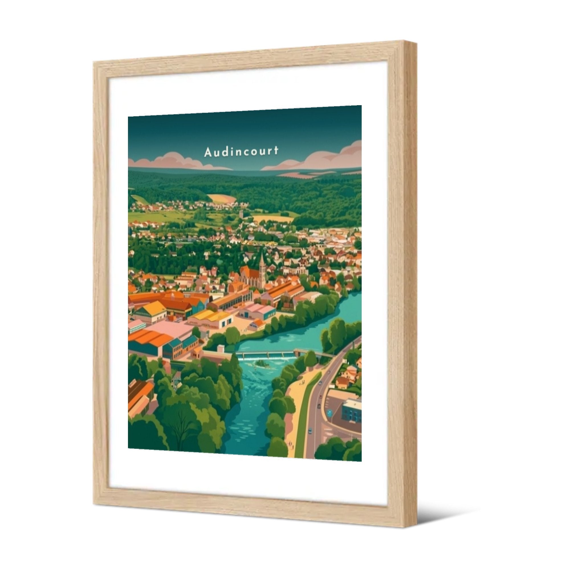 Vue sur le Doubs — Pôdevache, encadrée, vue de trois quarts