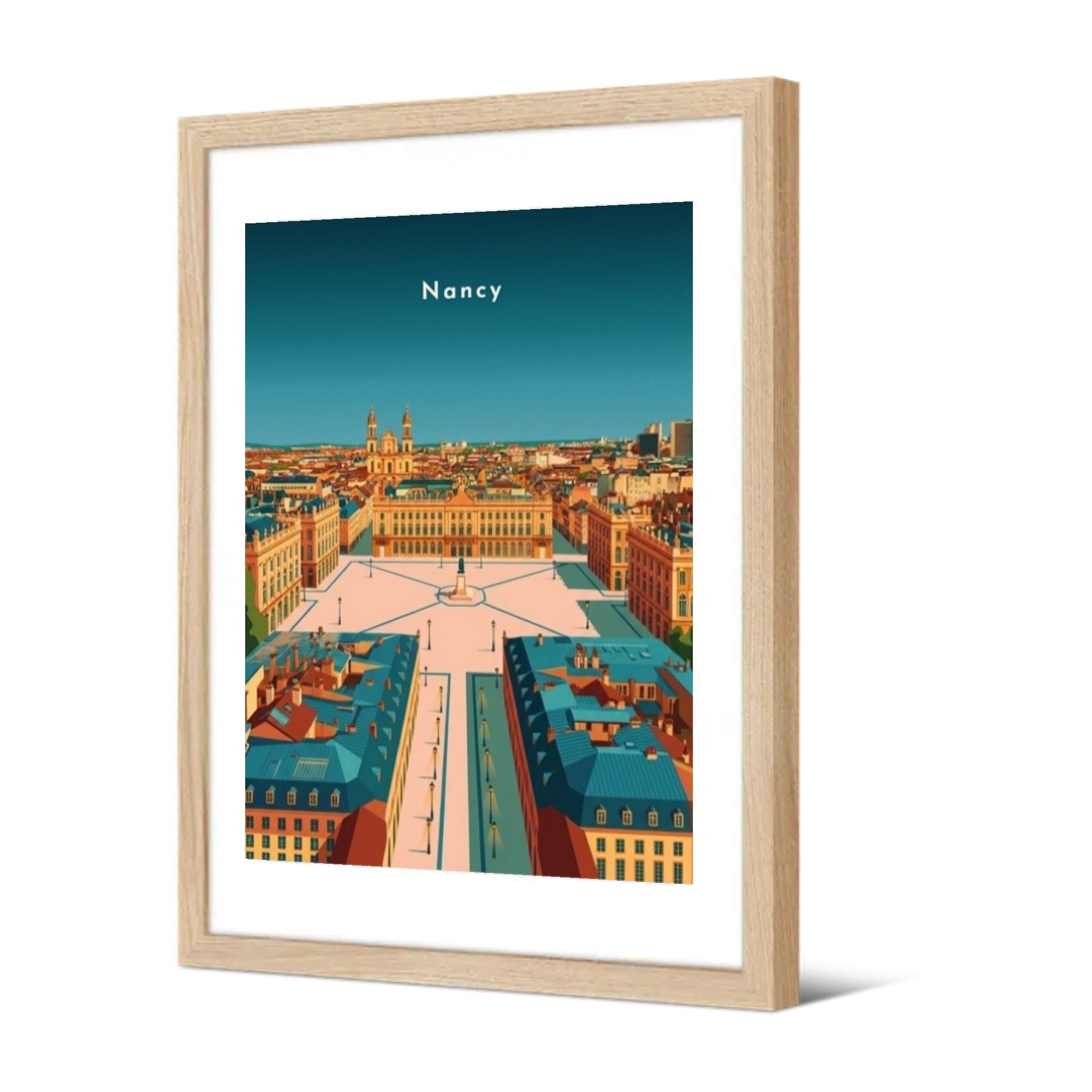 Place Stanislas vue depuis les toits — Pôdevache, encadrée, vue de trois quarts