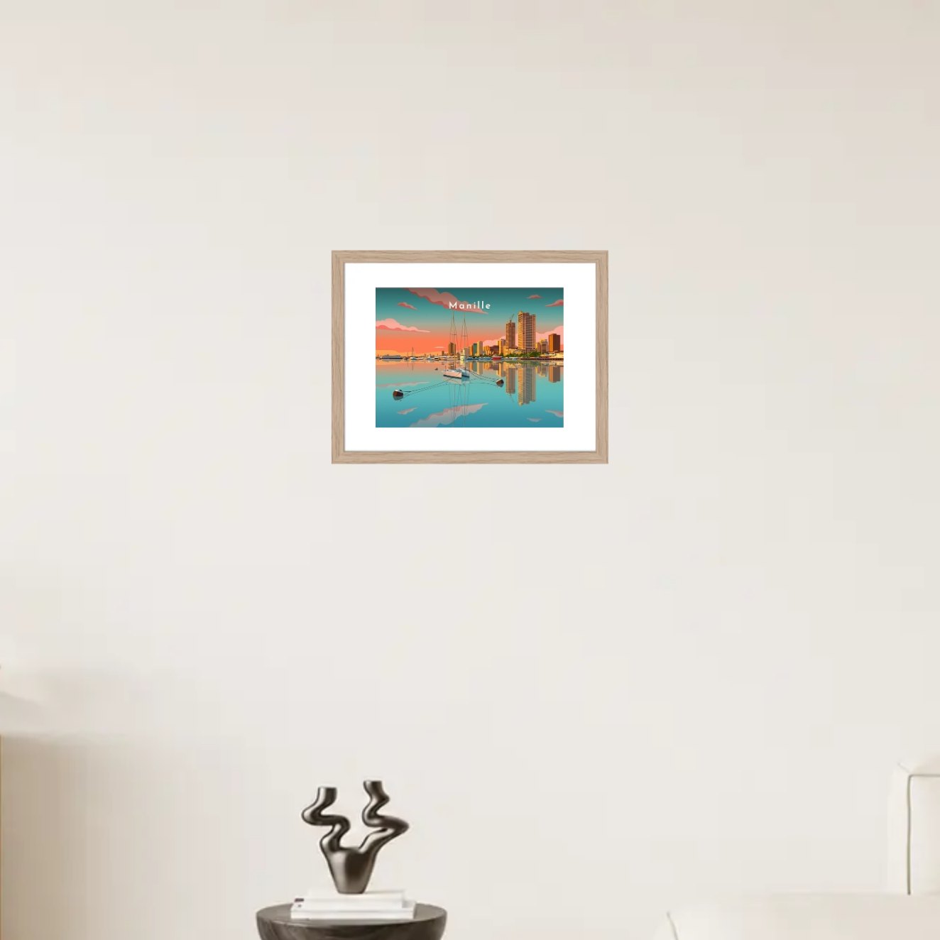 Coucher de soleil sur la baie — Pôdevache, en situation sur un mur