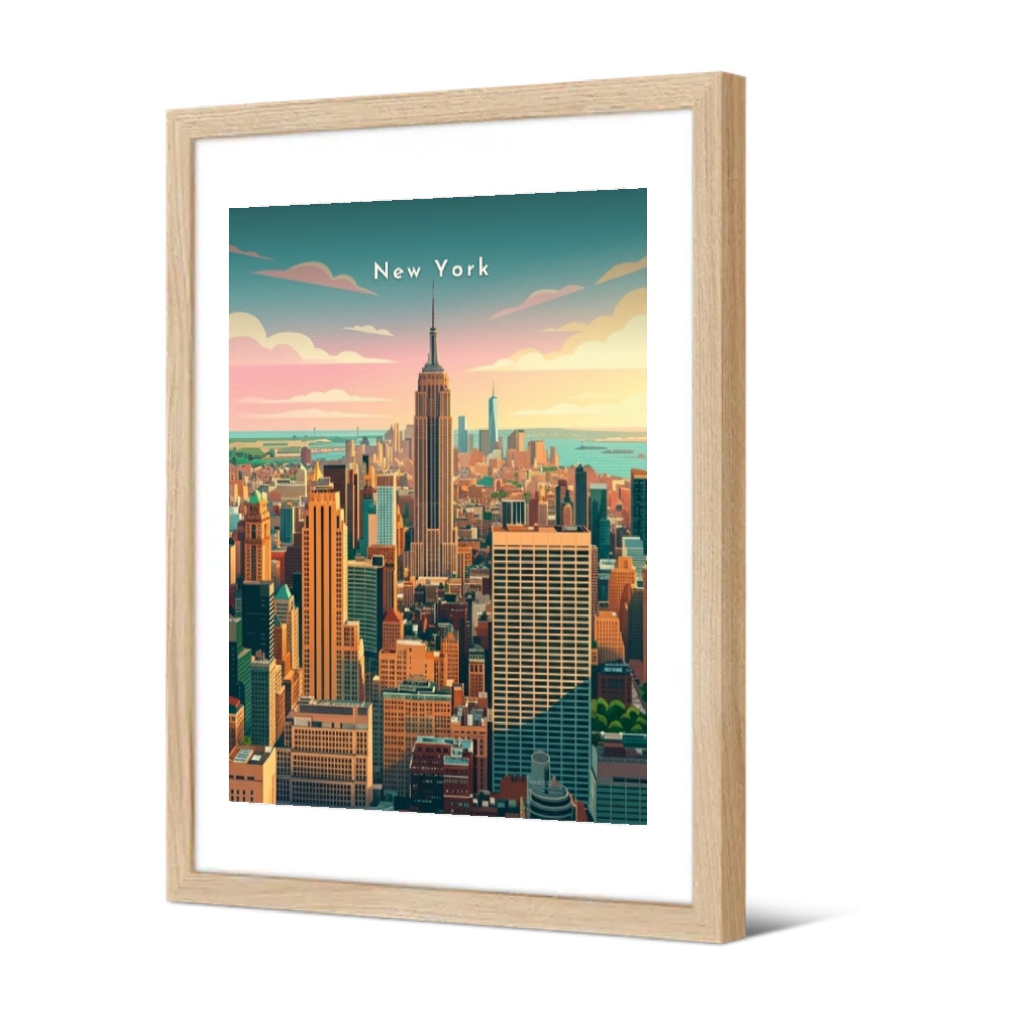 L'Empire State Building — Pôdevache, encadrée, vue de trois quarts
