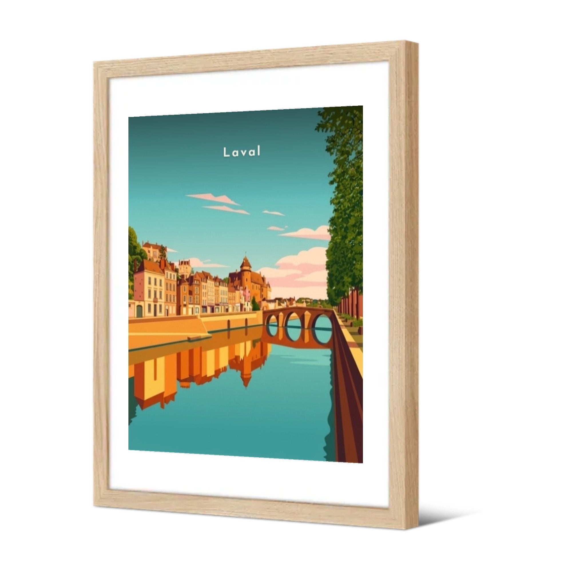 Le Pont Vieux et ses reflets — Pôdevache, encadrée, vue de trois quarts