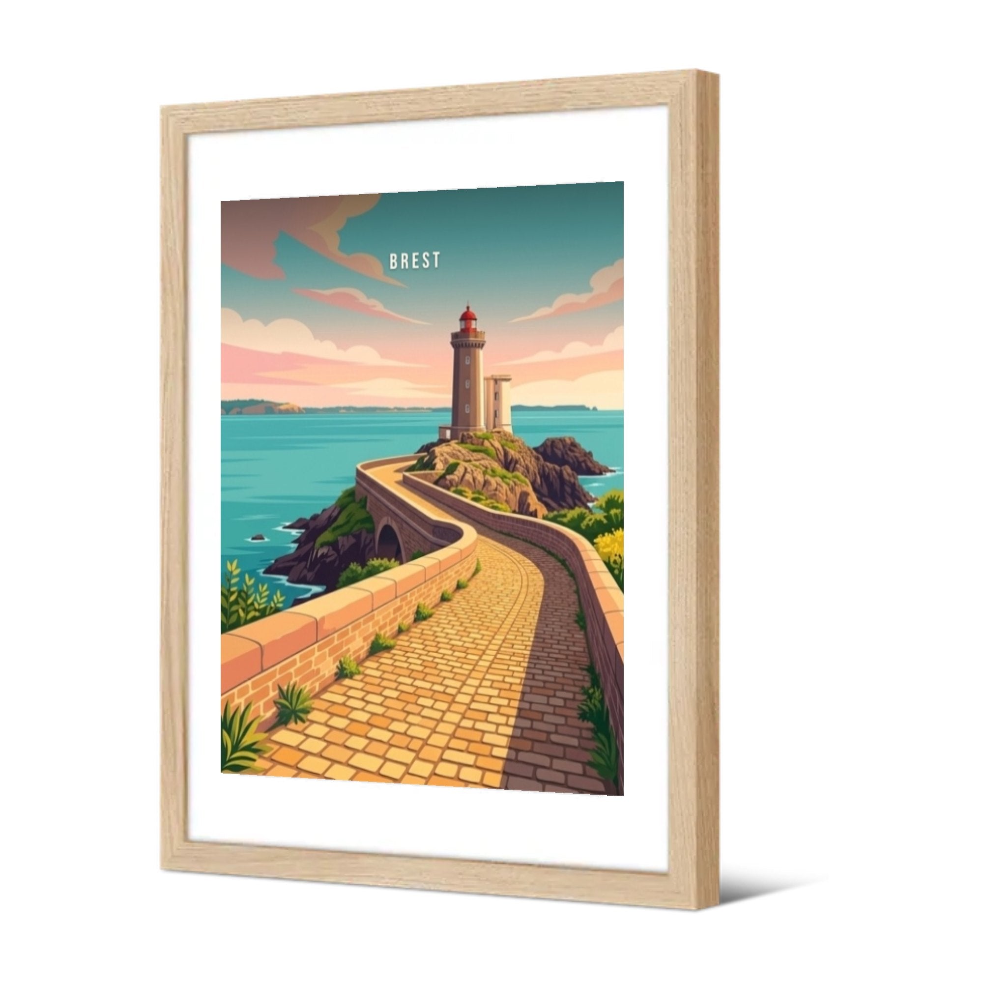 Le phare du Petit Minou — Pôdevache, encadrée, vue de trois quarts