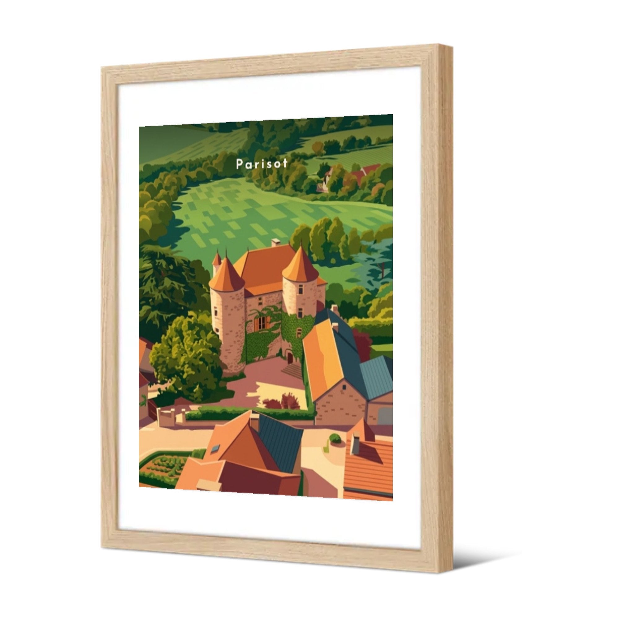 Vue plongeante sur le château — Pôdevache, encadrée, vue de trois quarts