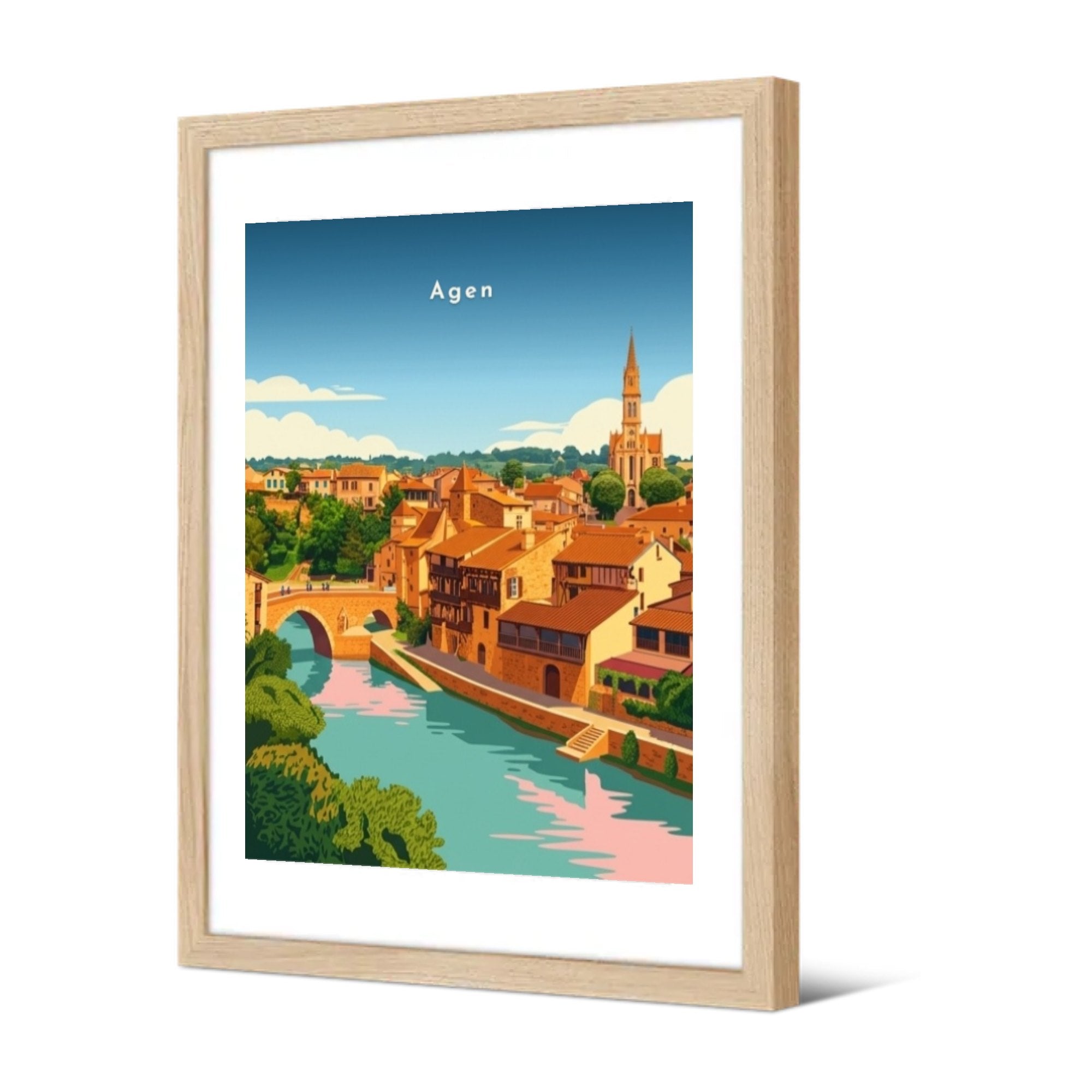La rivière et le vieux pont — Pôdevache, encadrée, vue de trois quarts