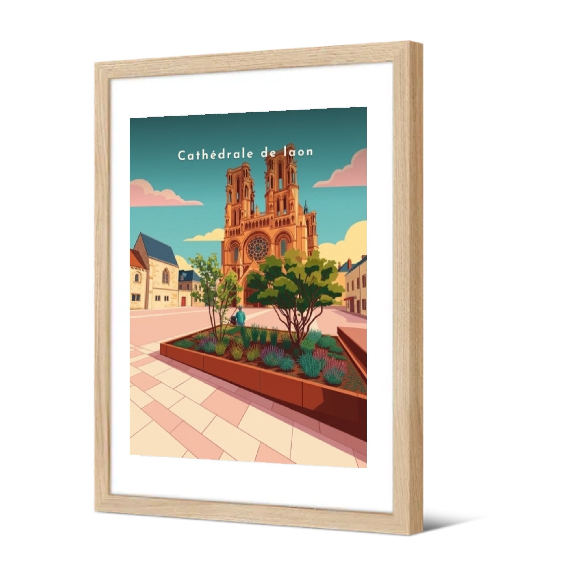 Cathédrale de laon — Pôdevache, encadrée, vue de trois quarts