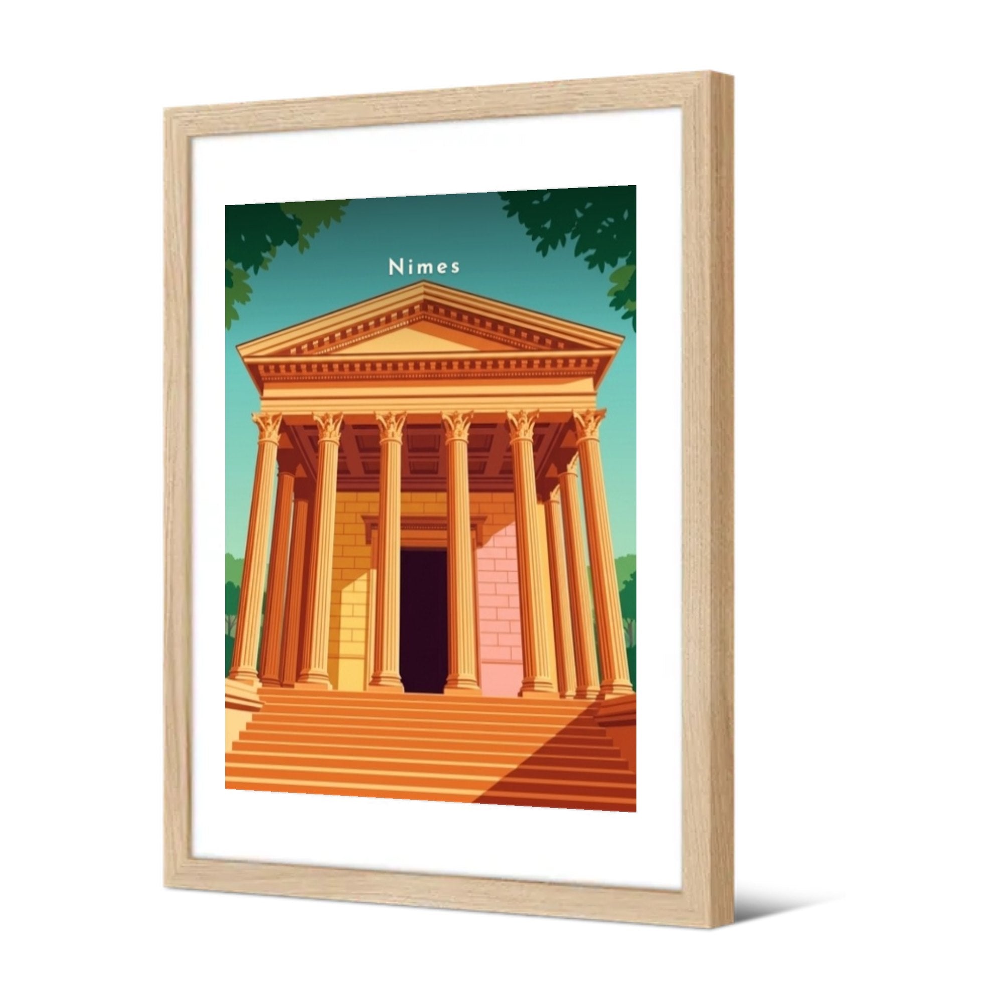 Façade de la Maison Carrée — Pôdevache, encadrée, vue de trois quarts