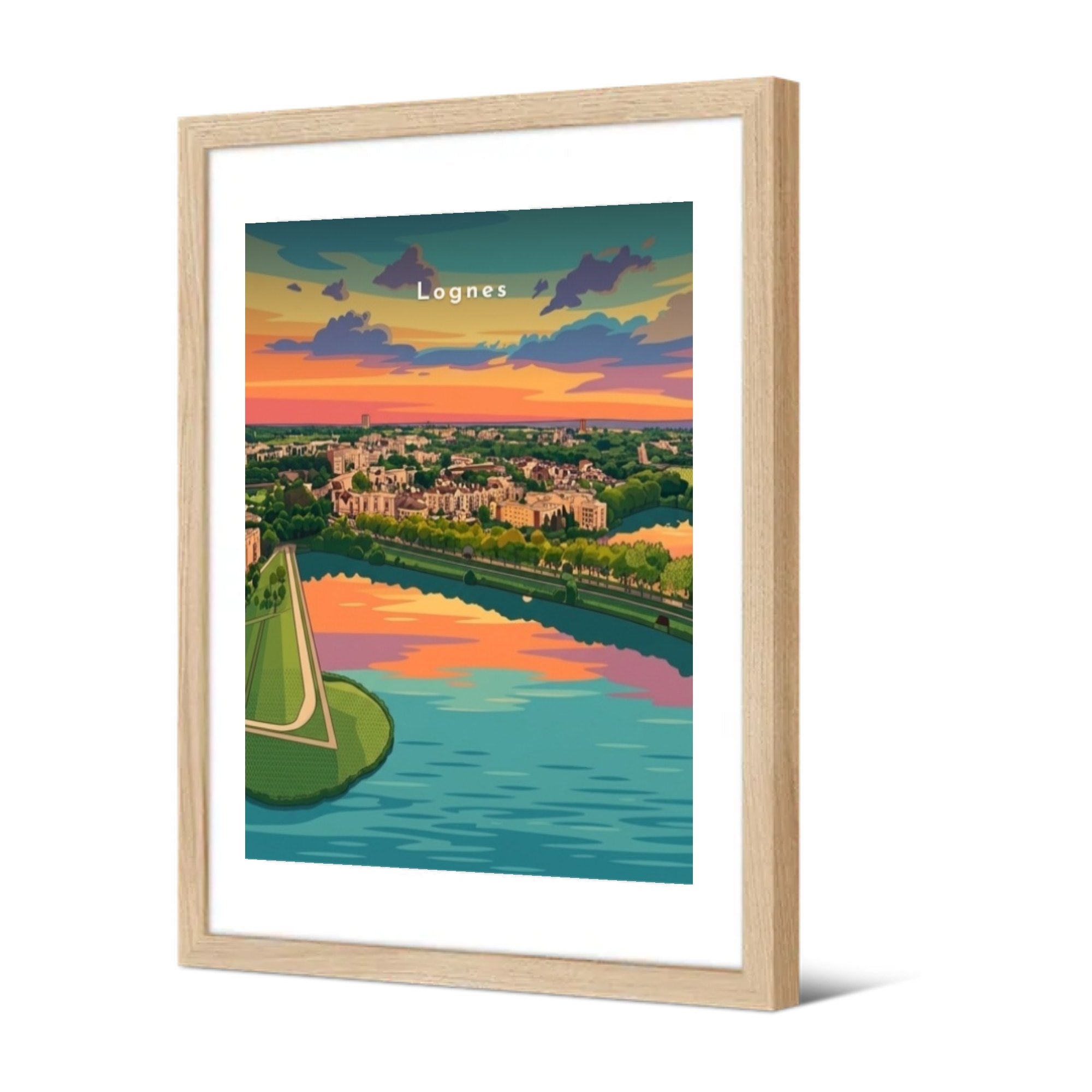 Le plan d'eau au coucher du soleil — Pôdevache, encadrée, vue de trois quarts