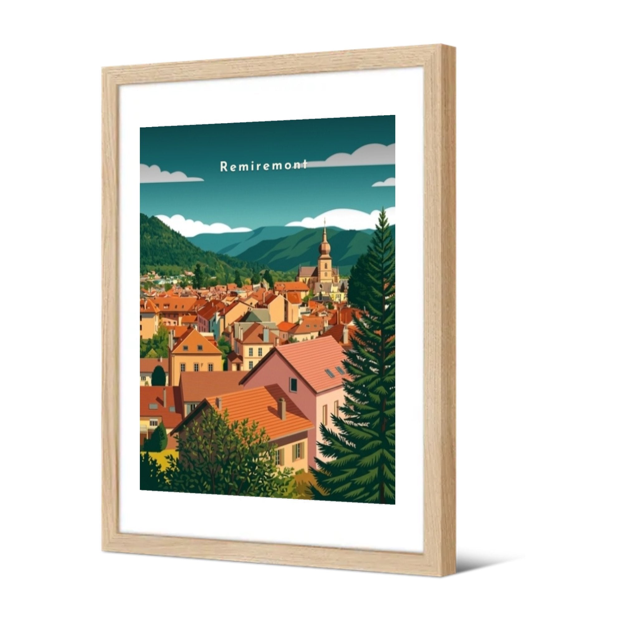 Vue sur les toits et les Vosges — Pôdevache, encadrée, vue de trois quarts