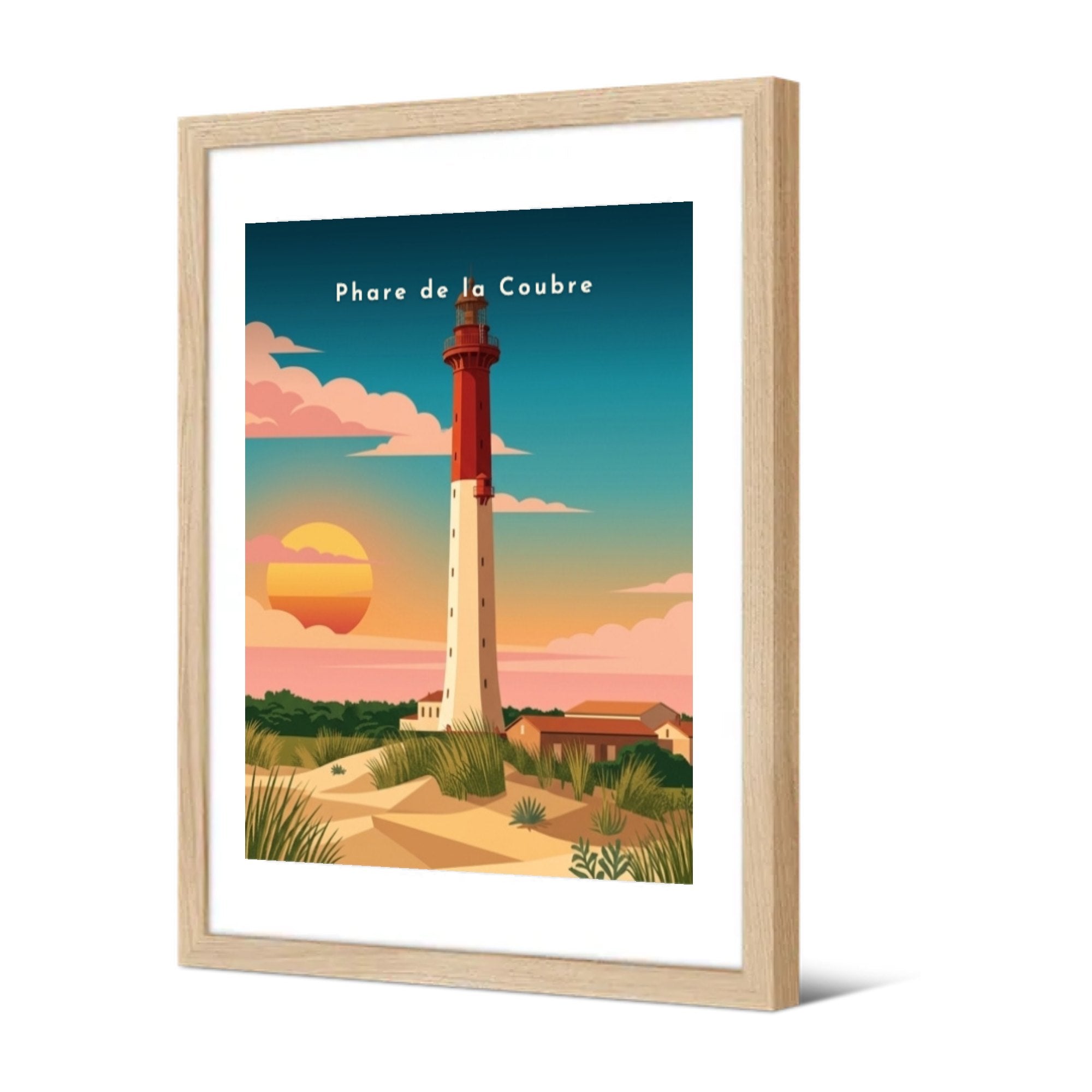 Phare de la Coubre — Pôdevache, encadrée, vue de trois quarts